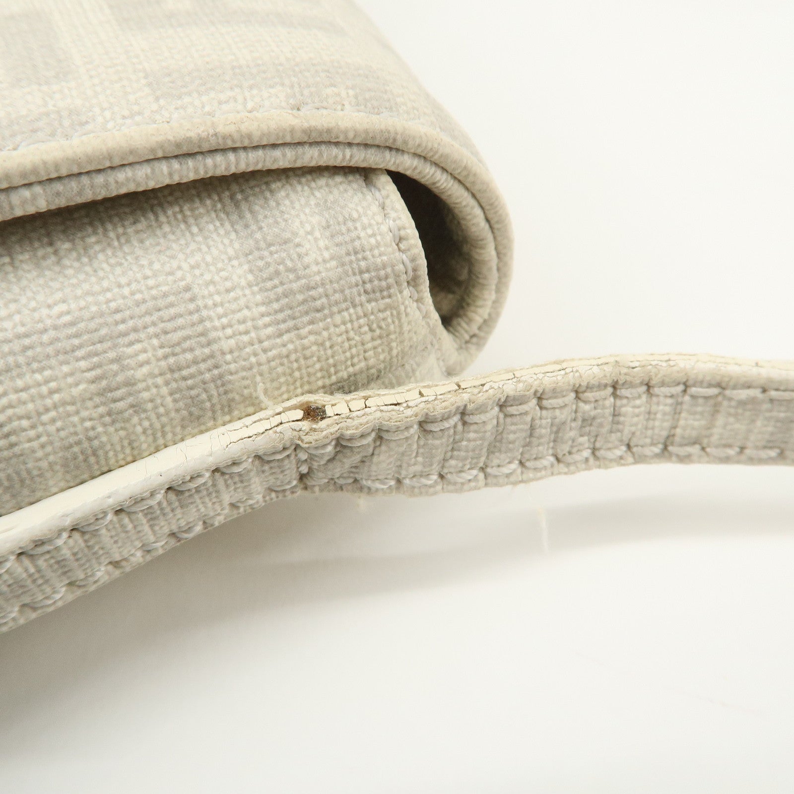 FENDI Zucchino PVC Leather Shoulder Bag Crossbody Bag White 8BT075