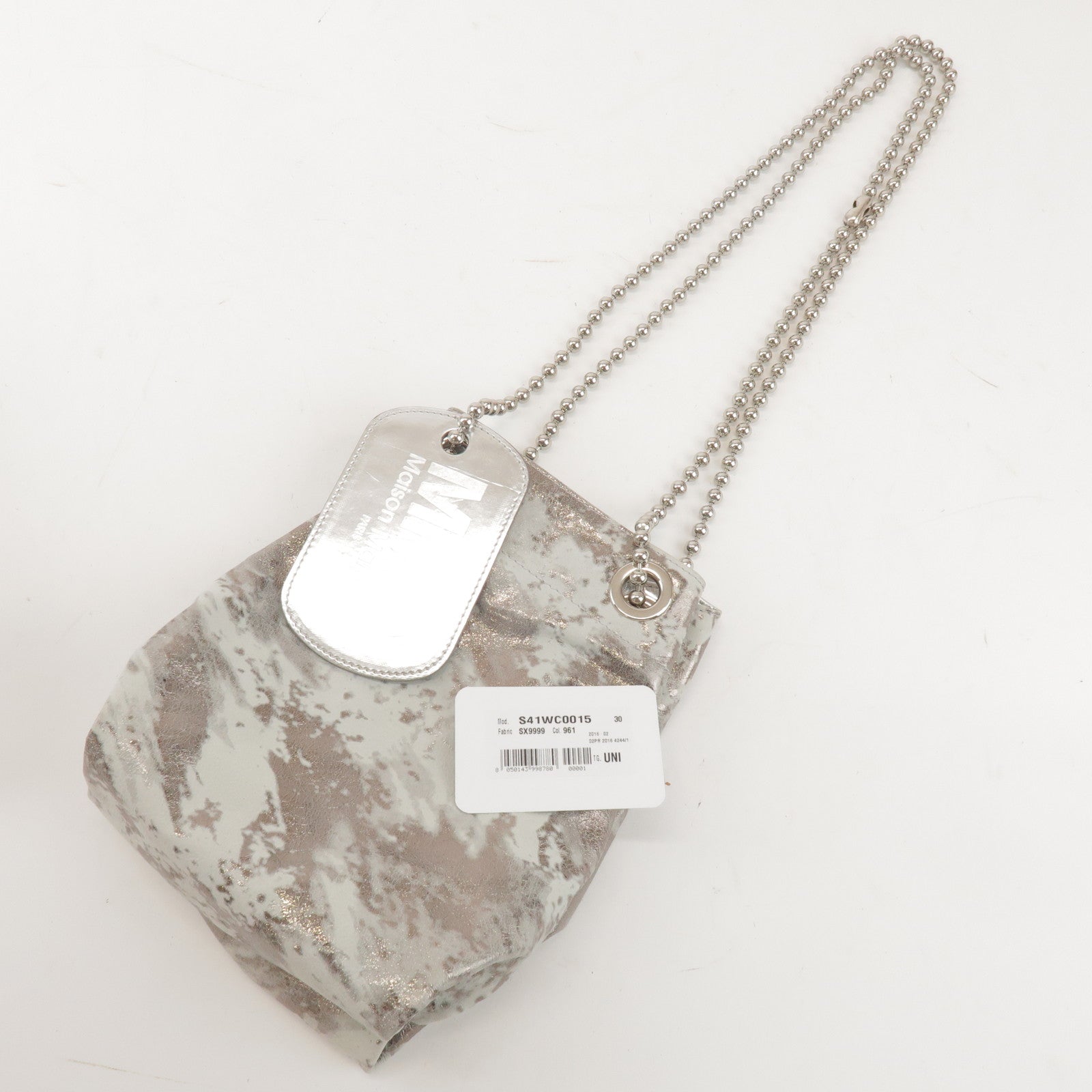 Maison Margiela MM6 Faux Leather Shoulder Bag Silver S41WC0015