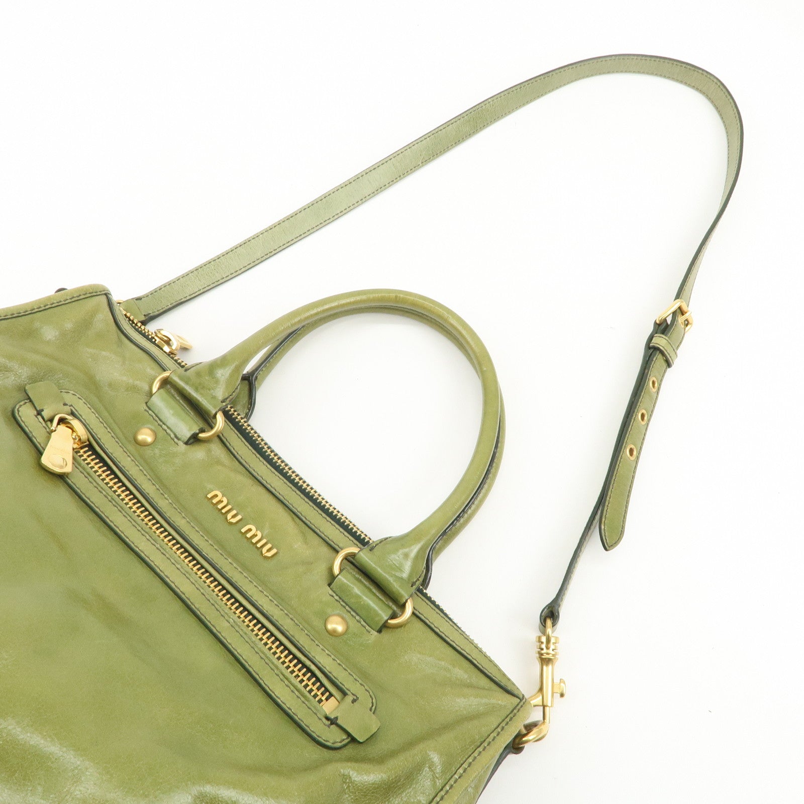 MIU MIU 2Way Bag Hand Bag Shoulder Bag Light Green RL0043