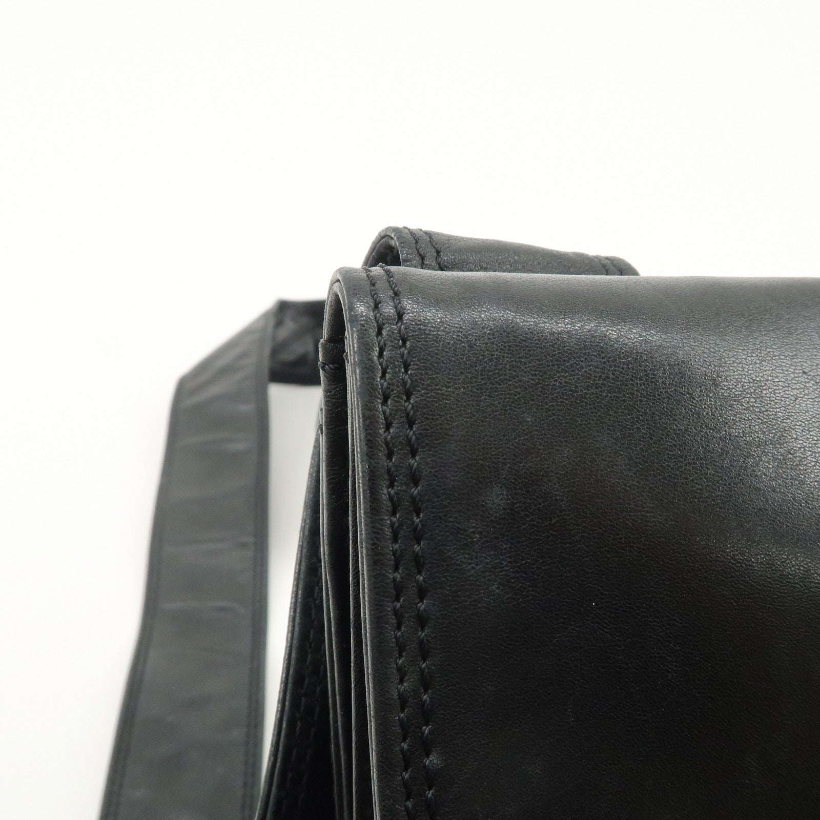 CHANEL Leather Shoulder Bag Crossbody Bag Black