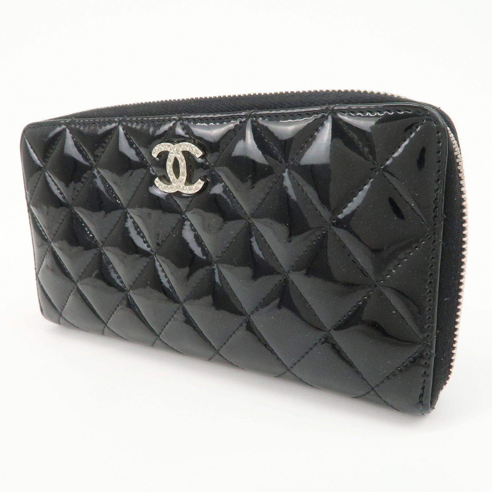 CHANEL COCO Mark Brilliant Matelasse Zippy Long Wallet Black A50106
