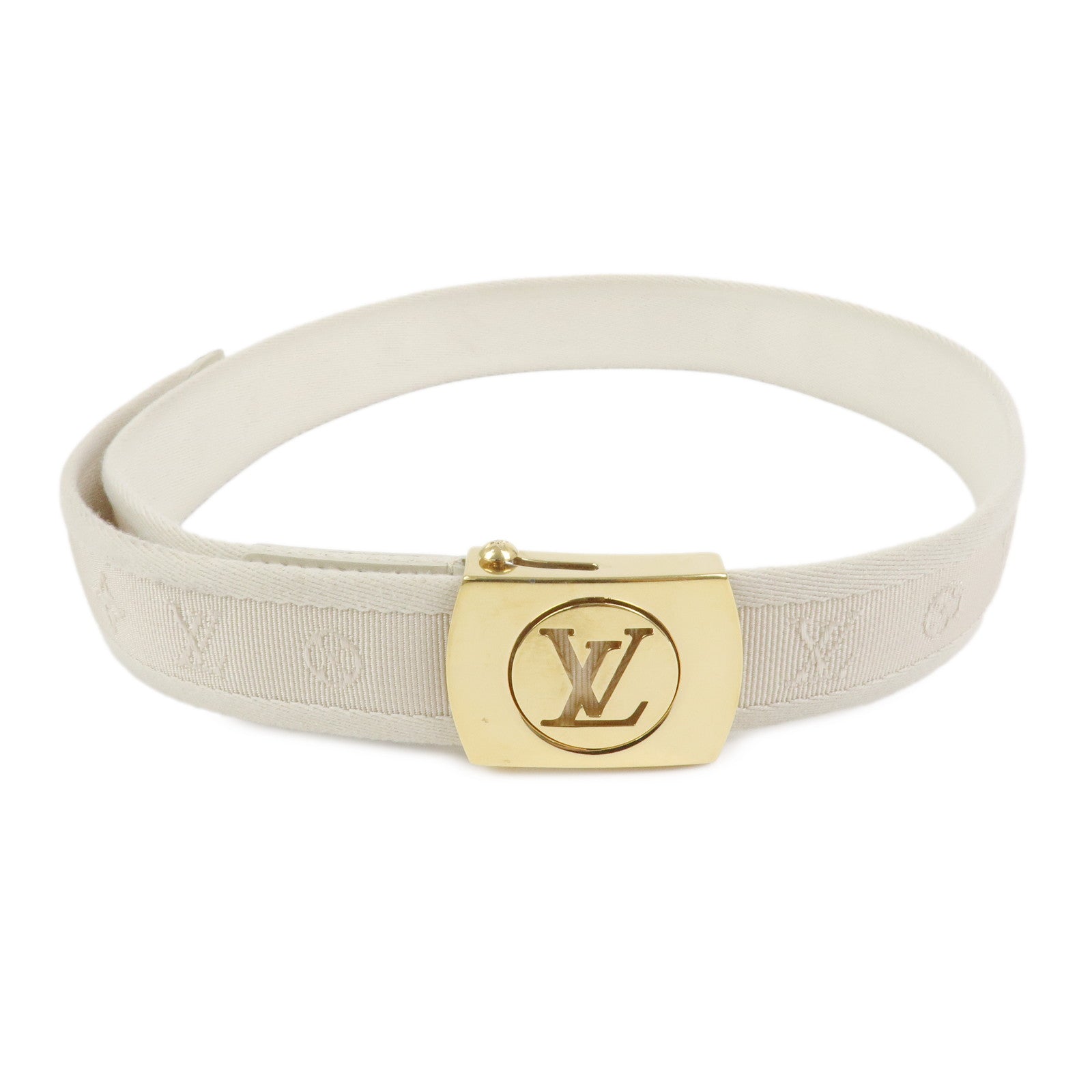 Louis Vuitton Ceinture Fortune Cotton Metal Belt Ivory M6973