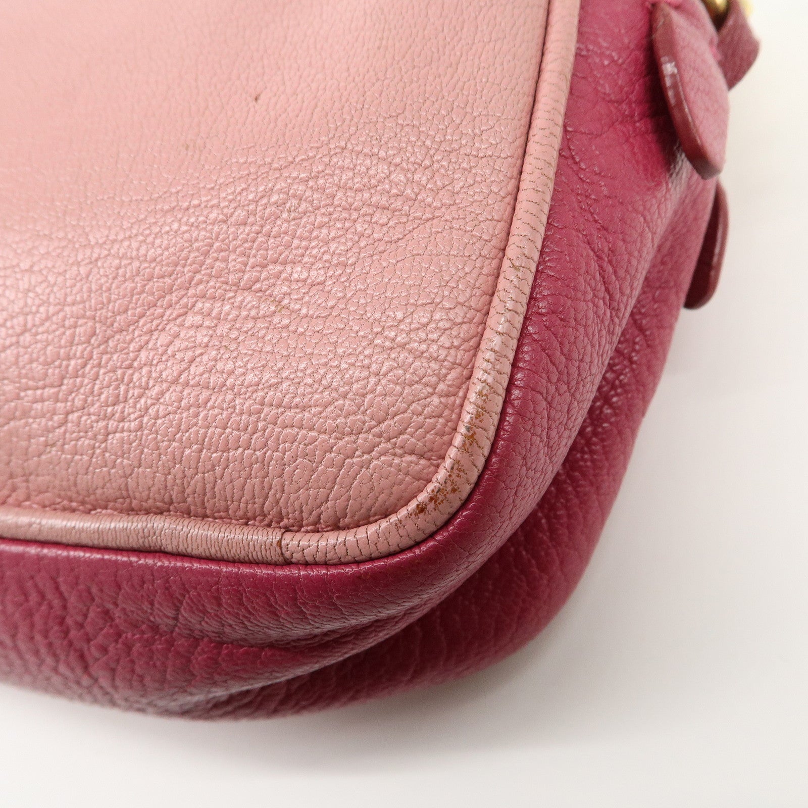 MIU MIU MADRAS BICOLORE Leather Shoulder Bag Crossbody Bag Pink Used