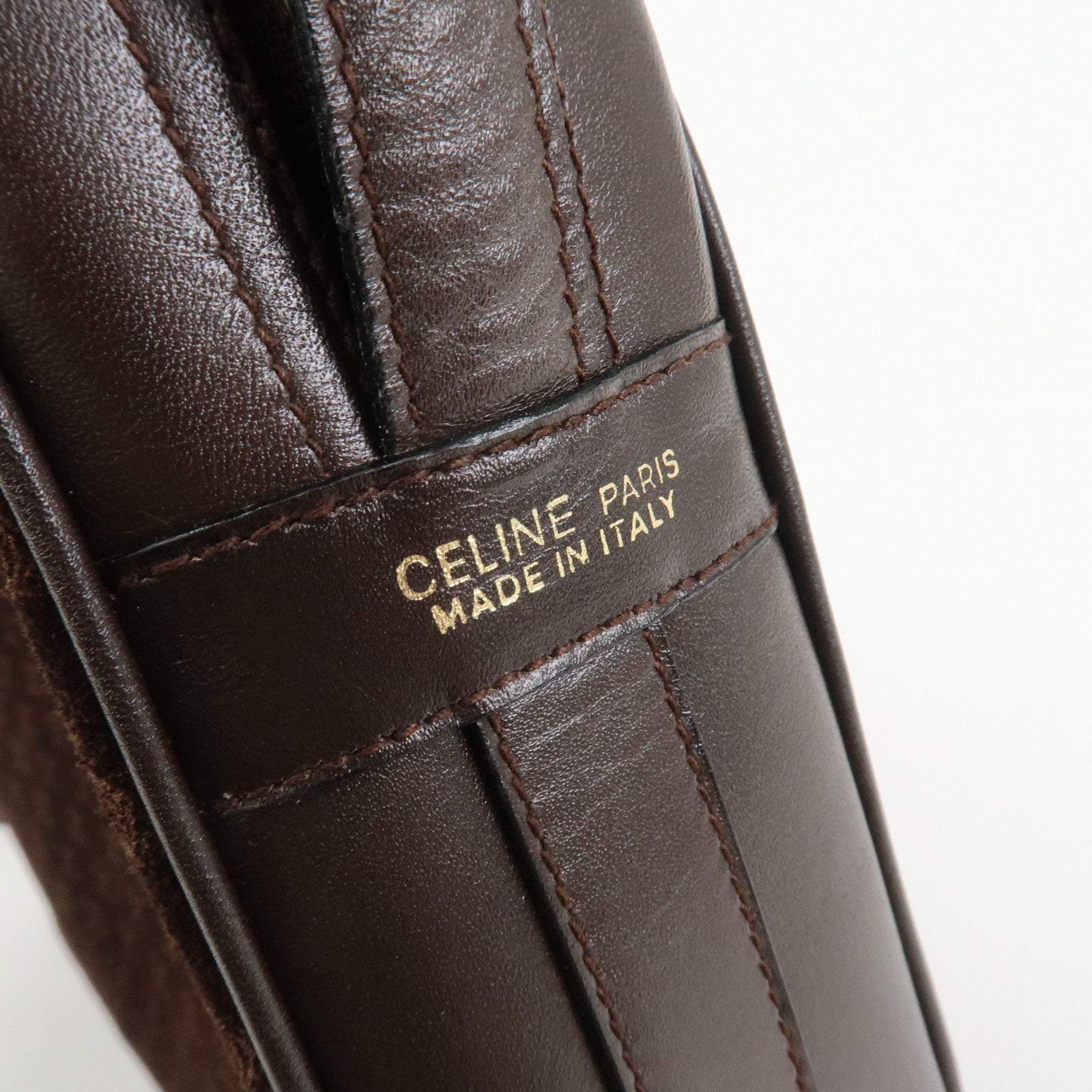 CELINE Macadam Suede Leather Shoulder Bag Crossbody Bag Brown