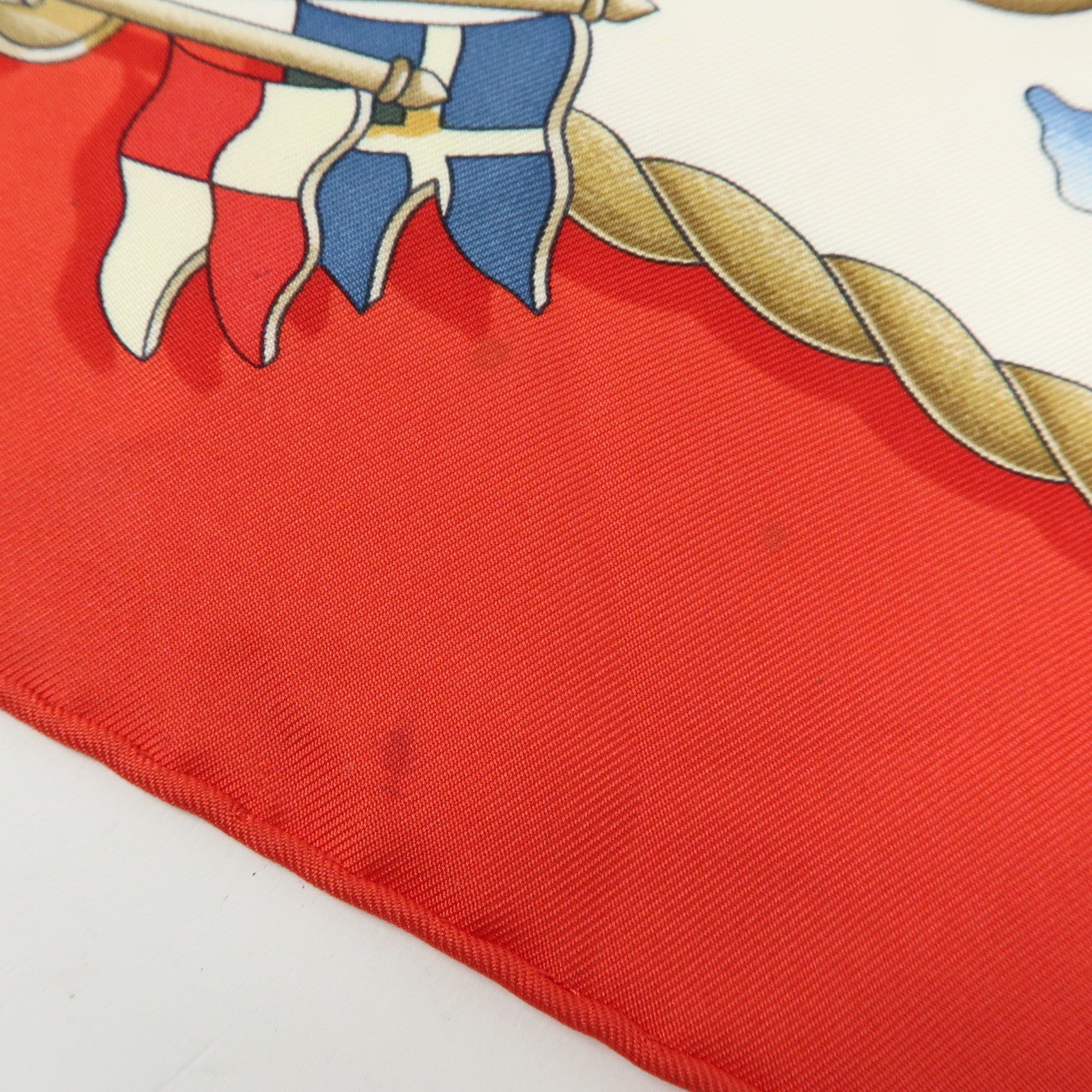 HERMES Carre 90 Silk 100% Scarf RAILING Red Brown