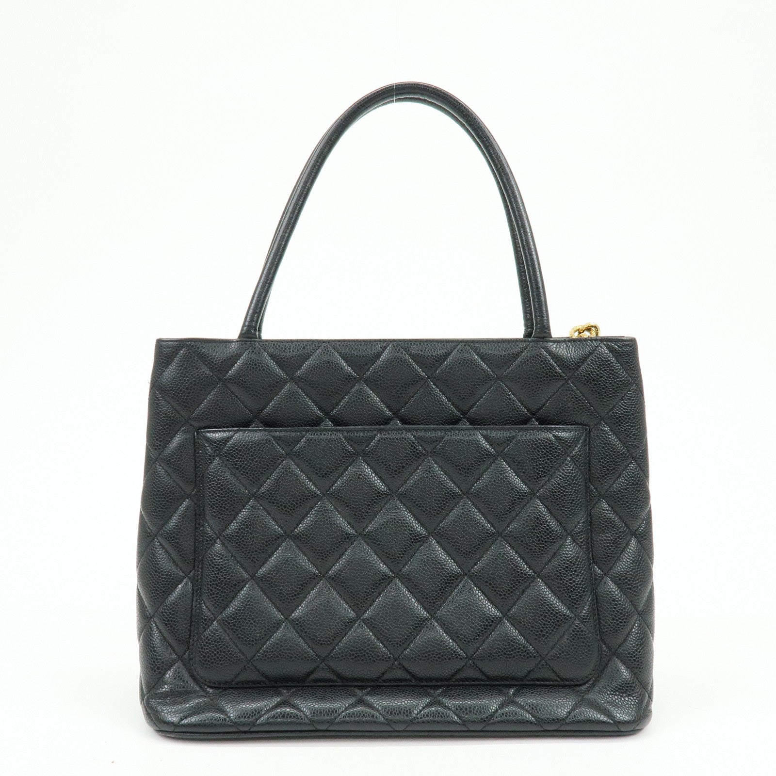 CHANEL Matelasse COCO Mark Medallion Caviarskin Tote Bag A01804