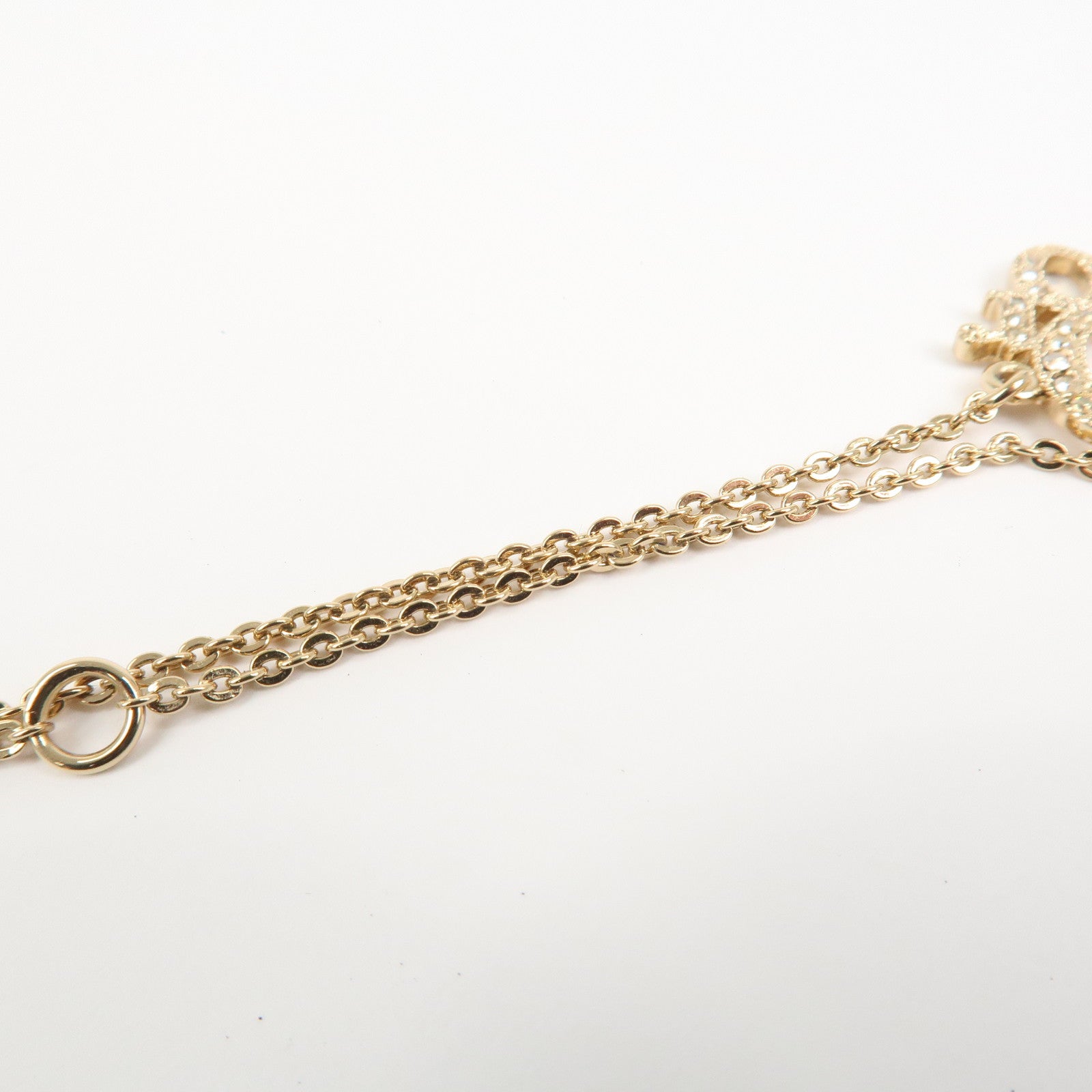 Christian Dior Logo Metal Bracelet Gold Crystals