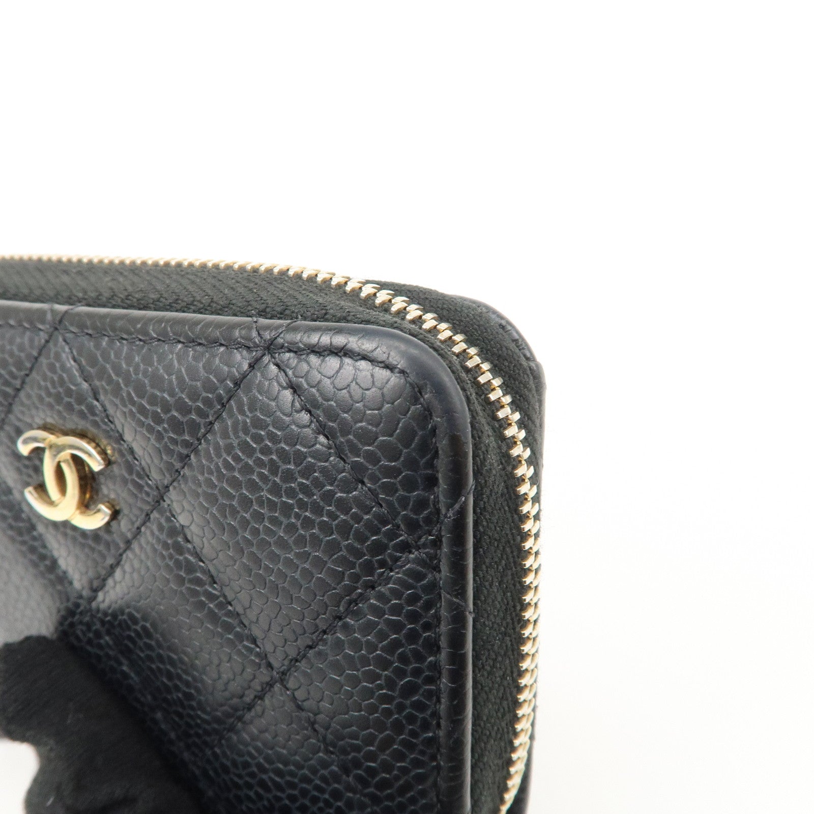 CHANEL Matelasse Timeless Classic Caviarskin Zippy Coin Case AP0216 Used
