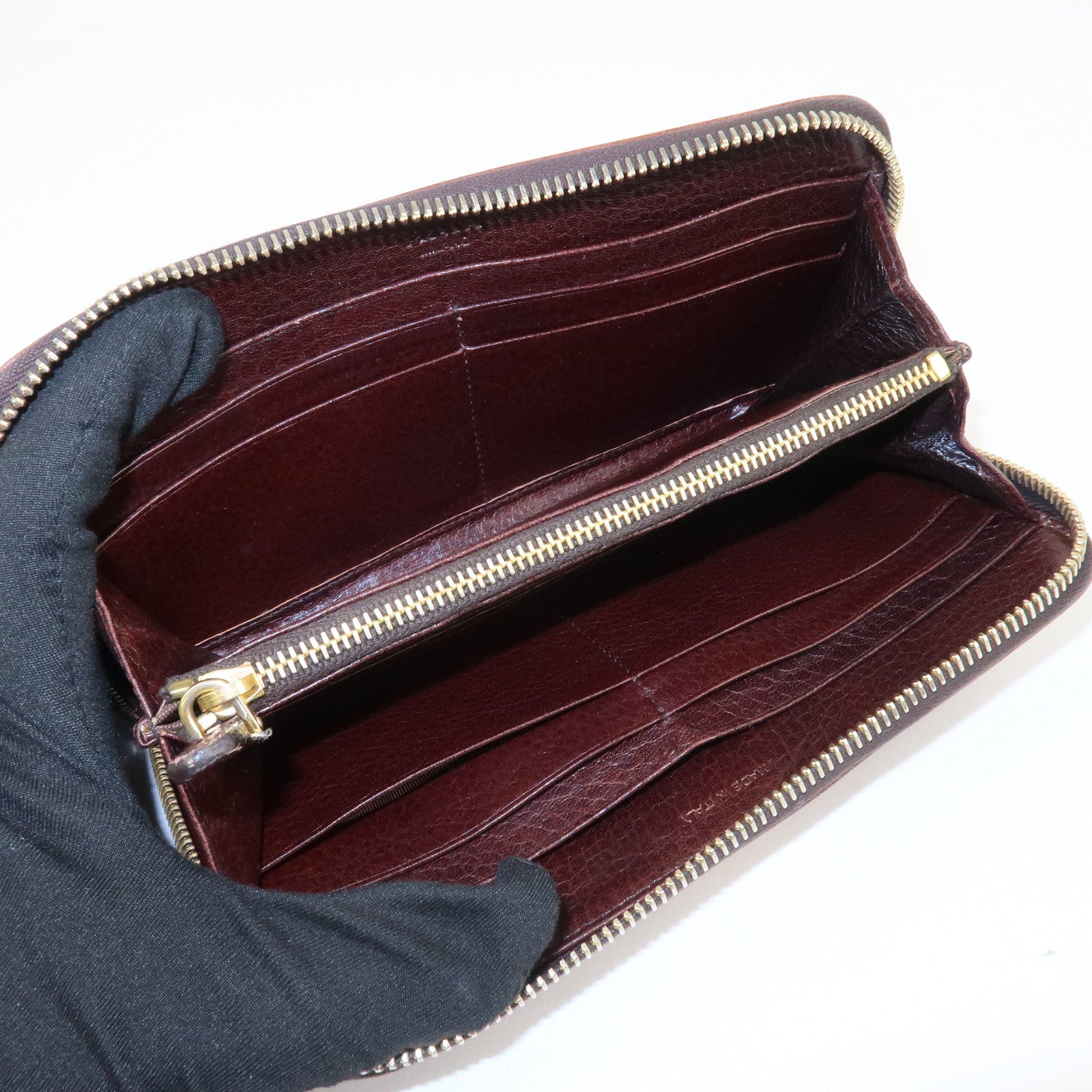 PRADA Saffiano Leather Round Zippy Long Wallet Brown 1M0506 Used