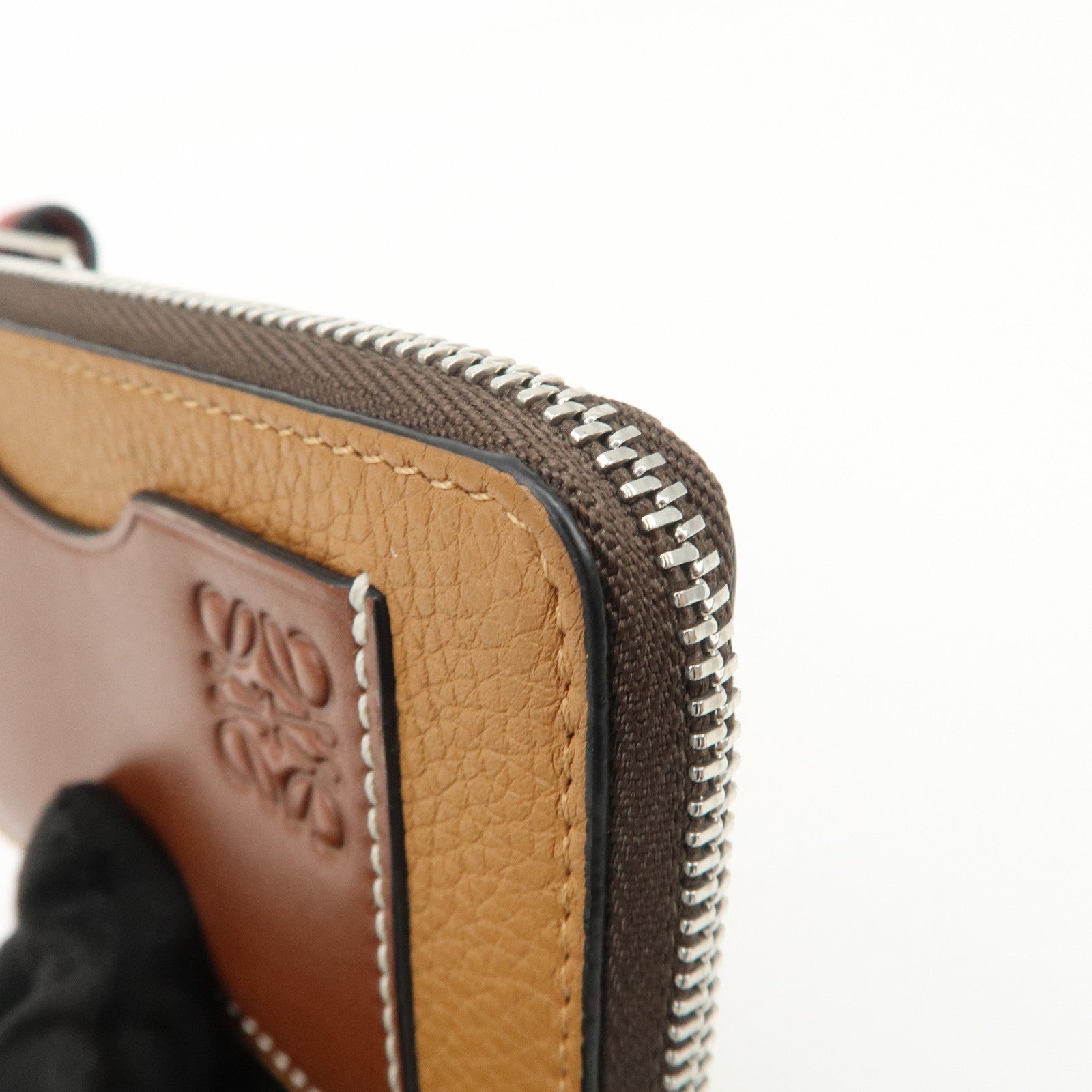 LOEWE Anagram Leather Coin Case Fragment Case Beige Brown