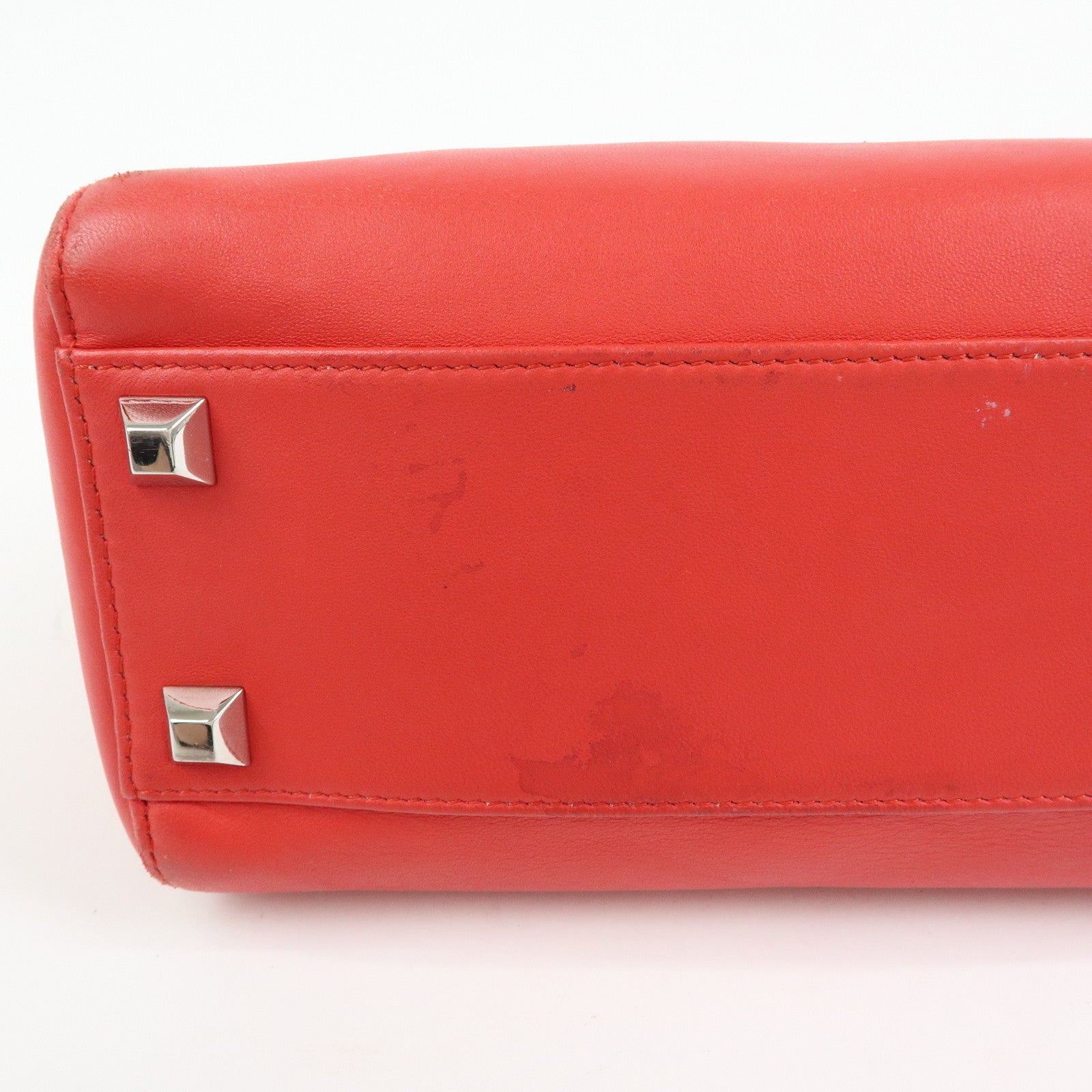 FENDI Peekaboo Mini Leather 2Way Shoulder Bag Hand Bag Red 8BN244