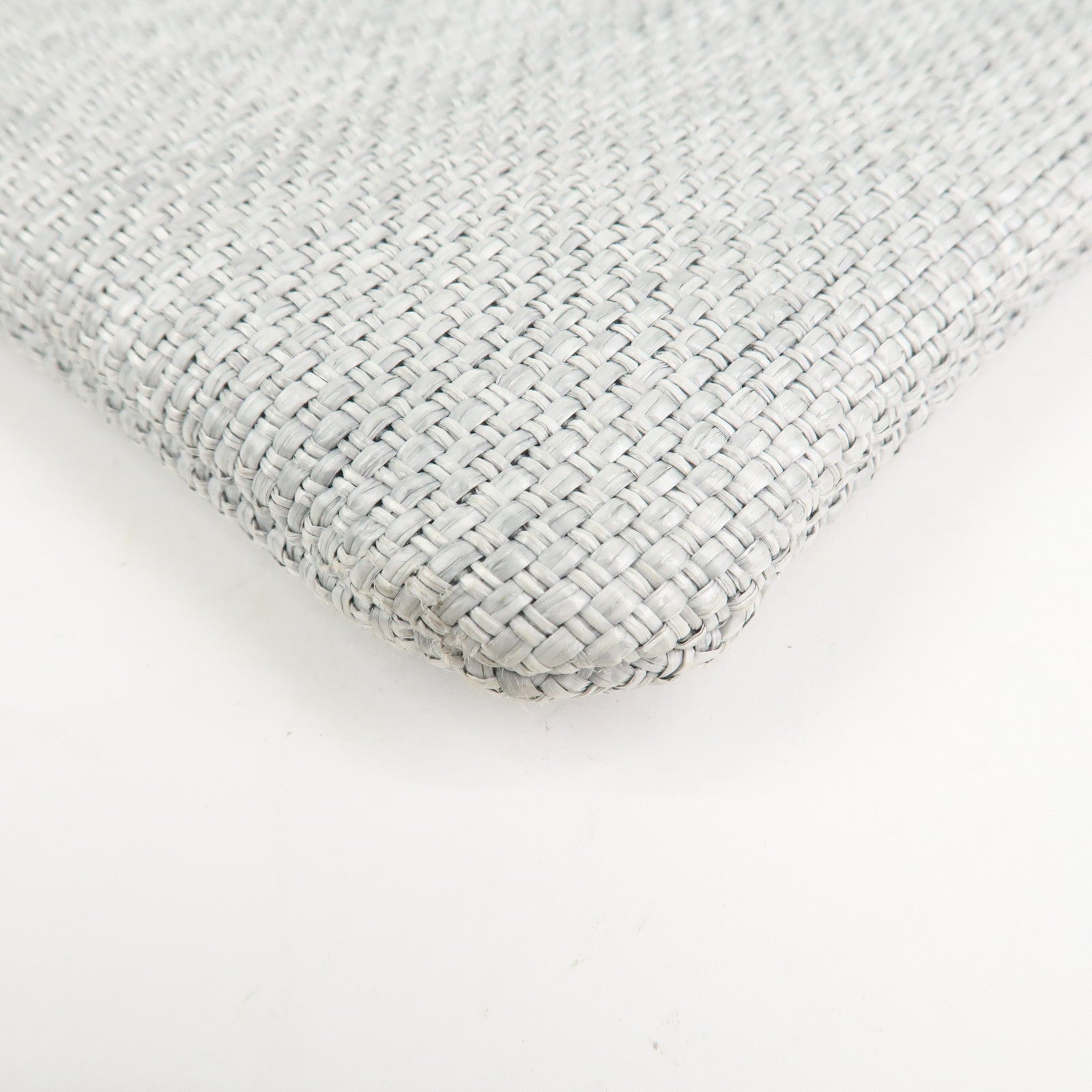 CHANEL Deauville Nylon Canvas Pouch Clutch Bag Light Gray A80118