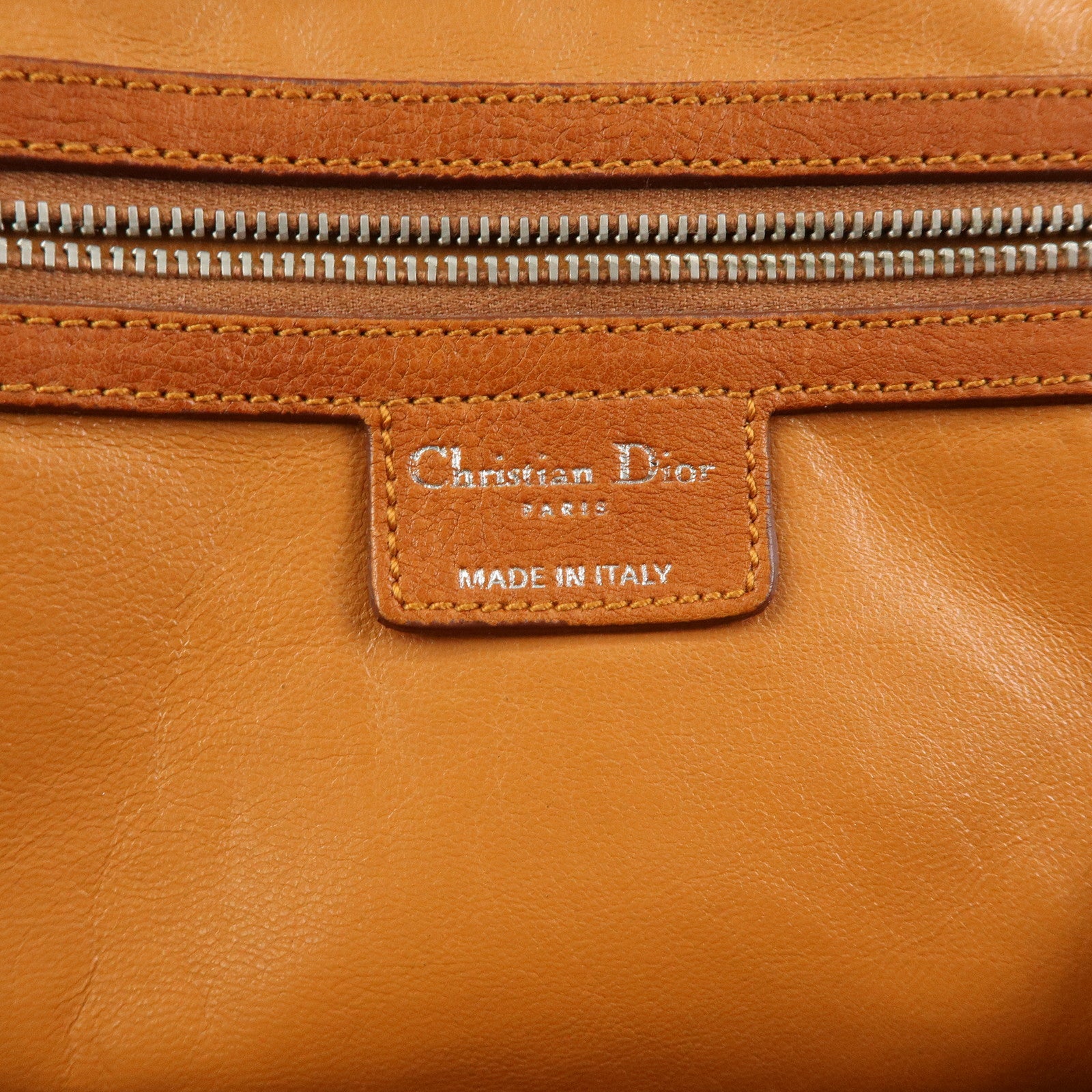 Christian Dior Leather Hand Bag Boston Bag Doctor's Bag Brown