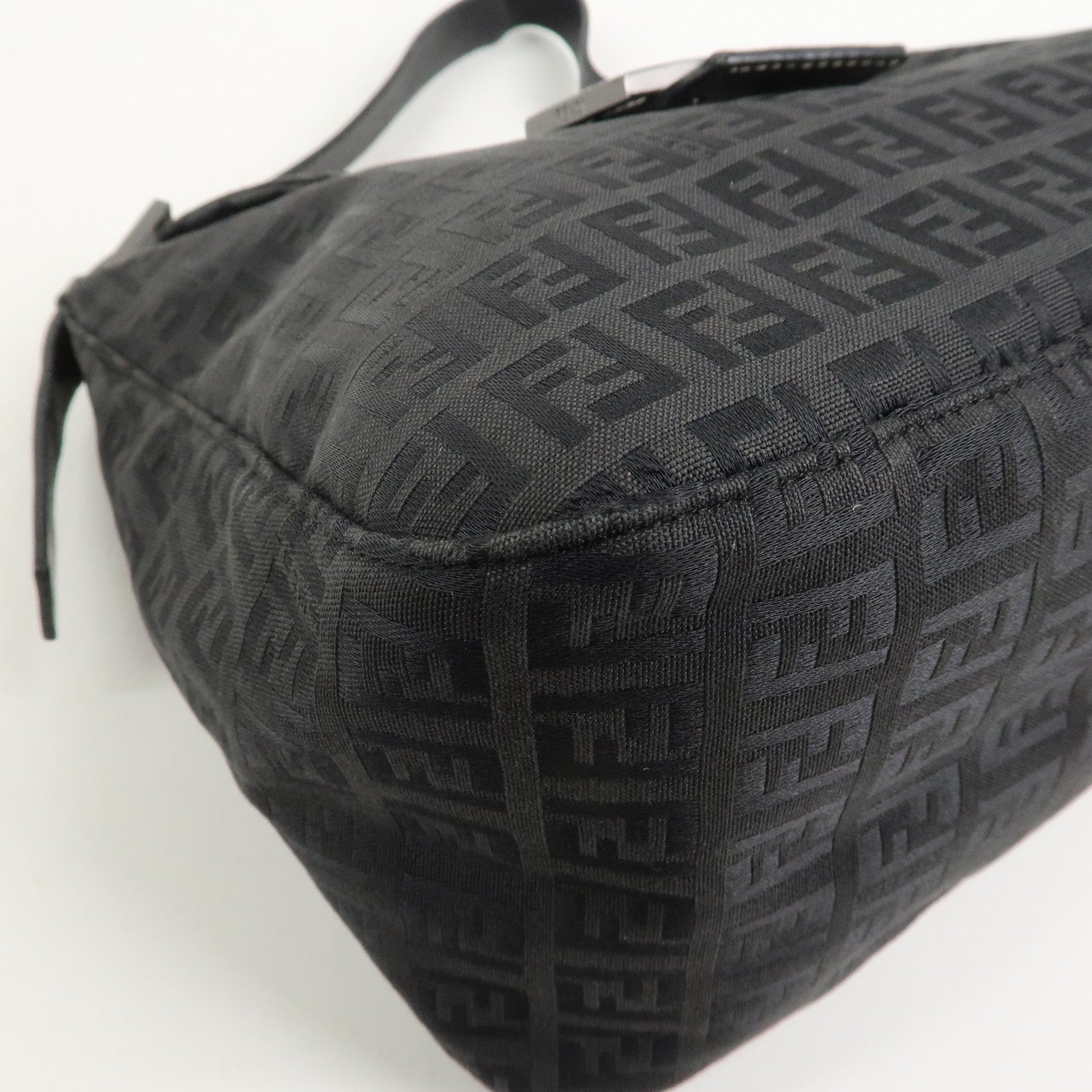 FENDI Mamma Baguette Zucchino Canvas Leather Shoulder Bag 8BR004