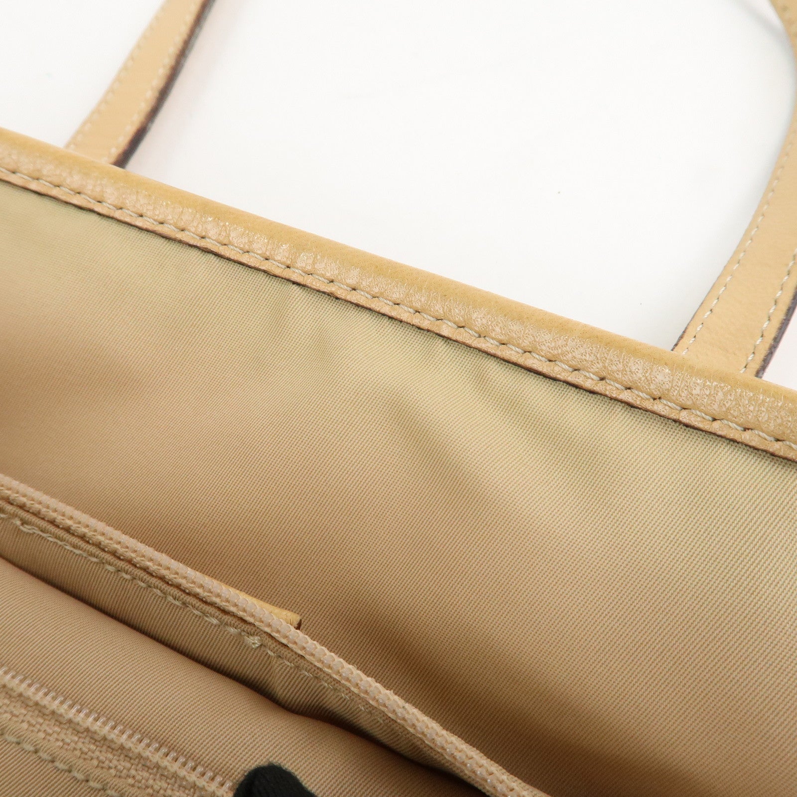 Christian Dior Trotter Leather Canvas Tote Bag Shoulder Bag Beige