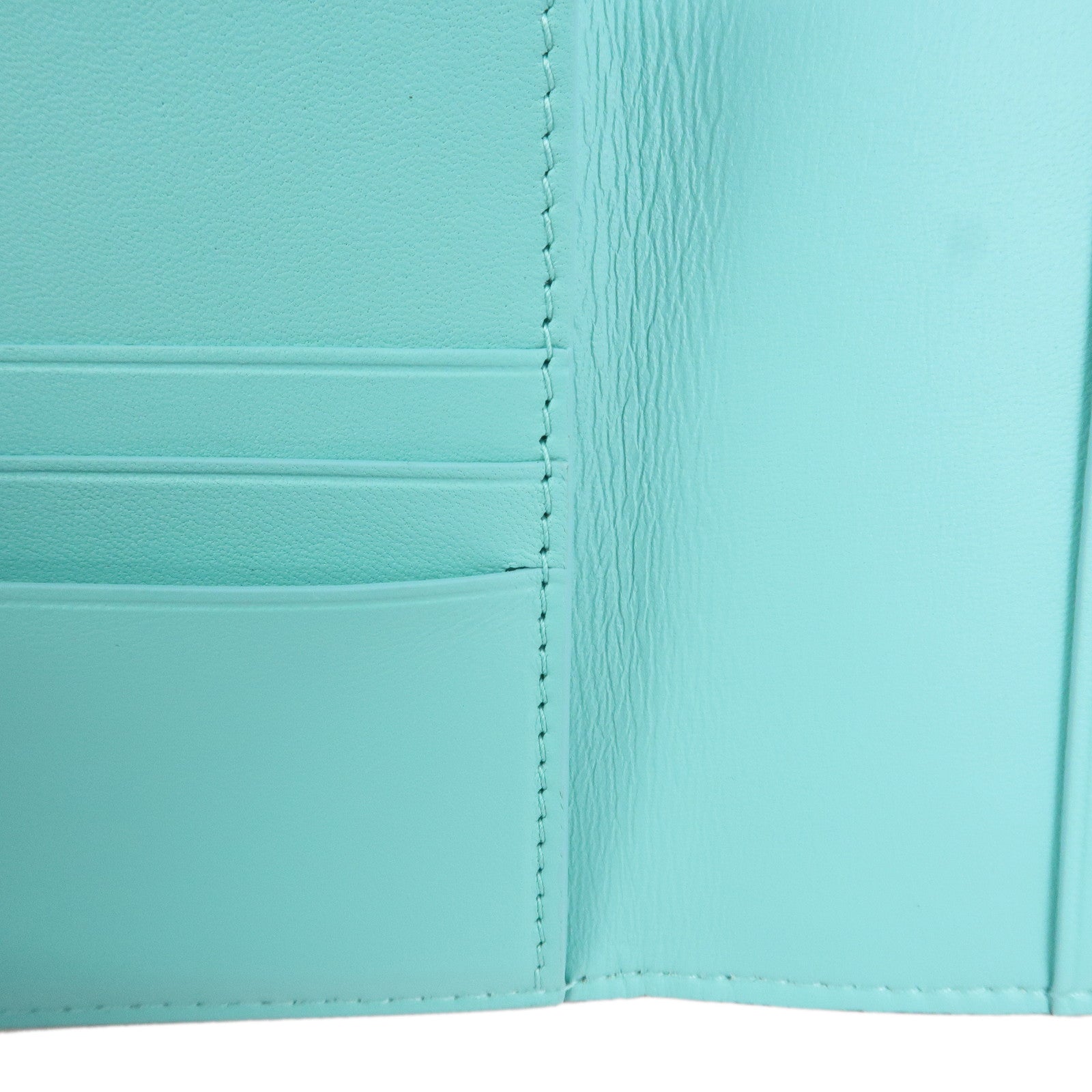 Tiffany & Co. Logo Leather Passport Case Black Tiffany Blue