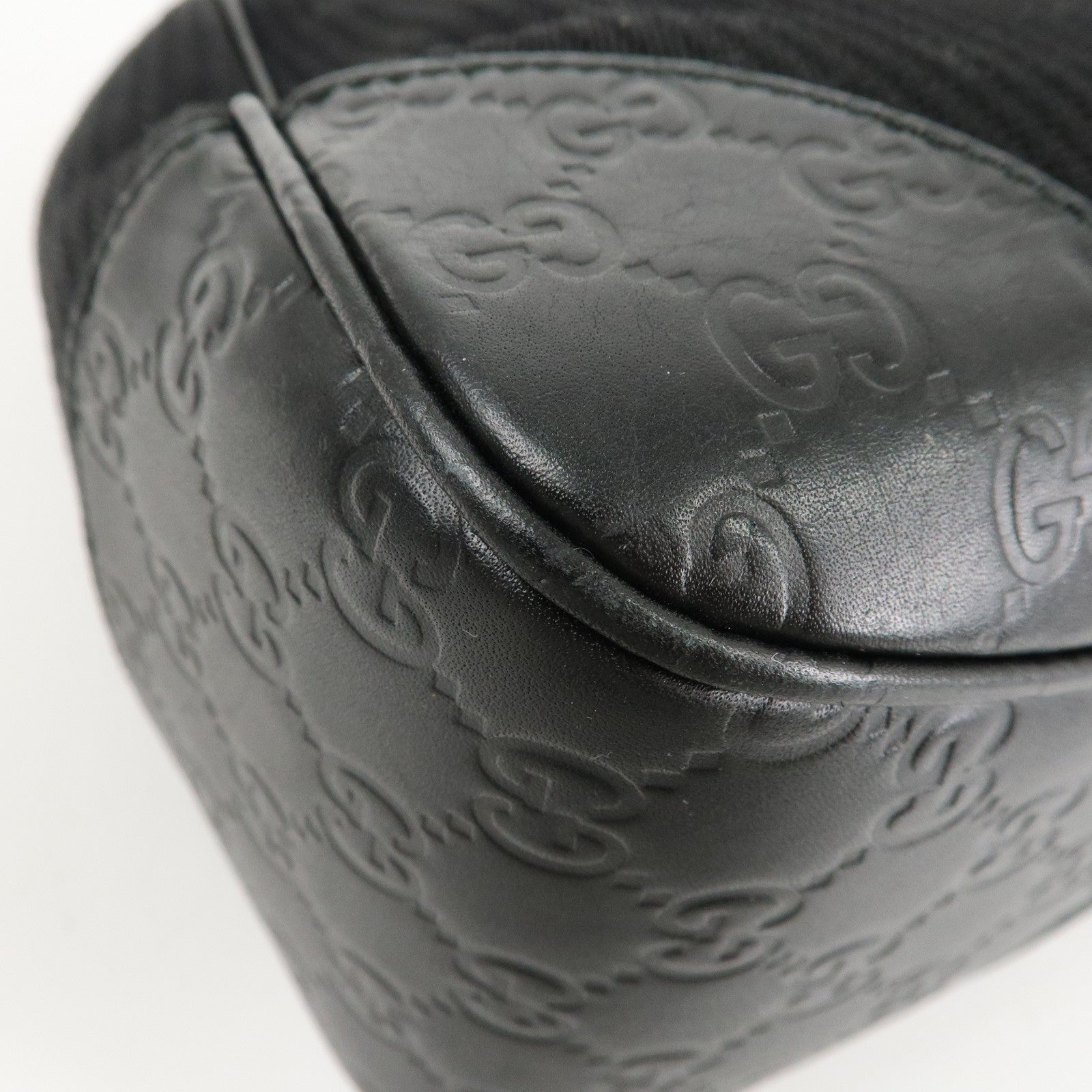 GUCCI Guccissima Leather Canvas Shoulder Bag Hand Bag Black 257265 Used