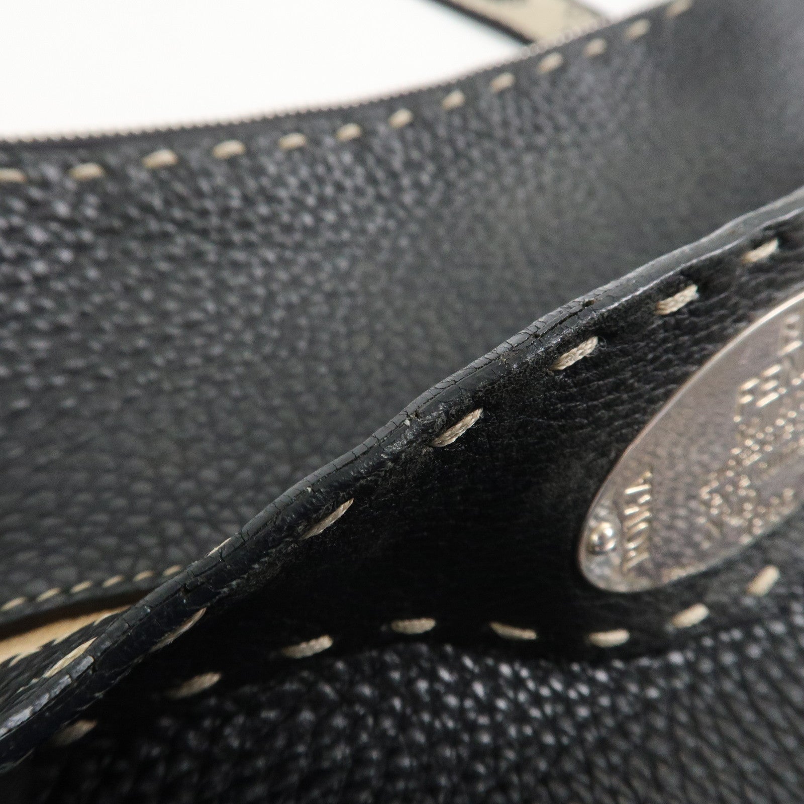 FENDI Selleria Leather Shoulder Bag Crossbody Bag Black 8BT109