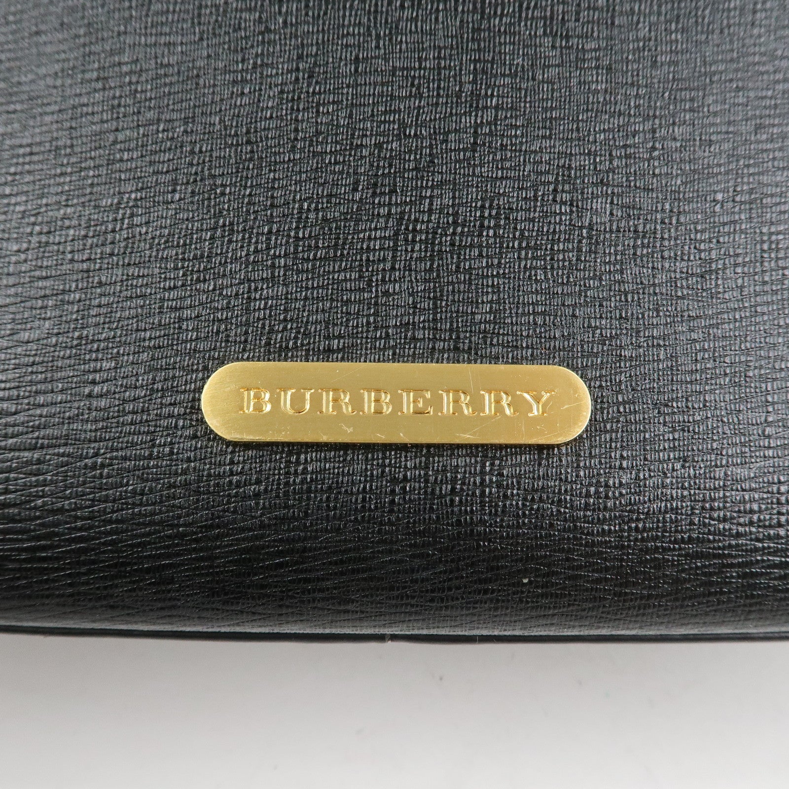 BURBERRY Leather Shoulder Bag Hand Bag Black Gold HDW