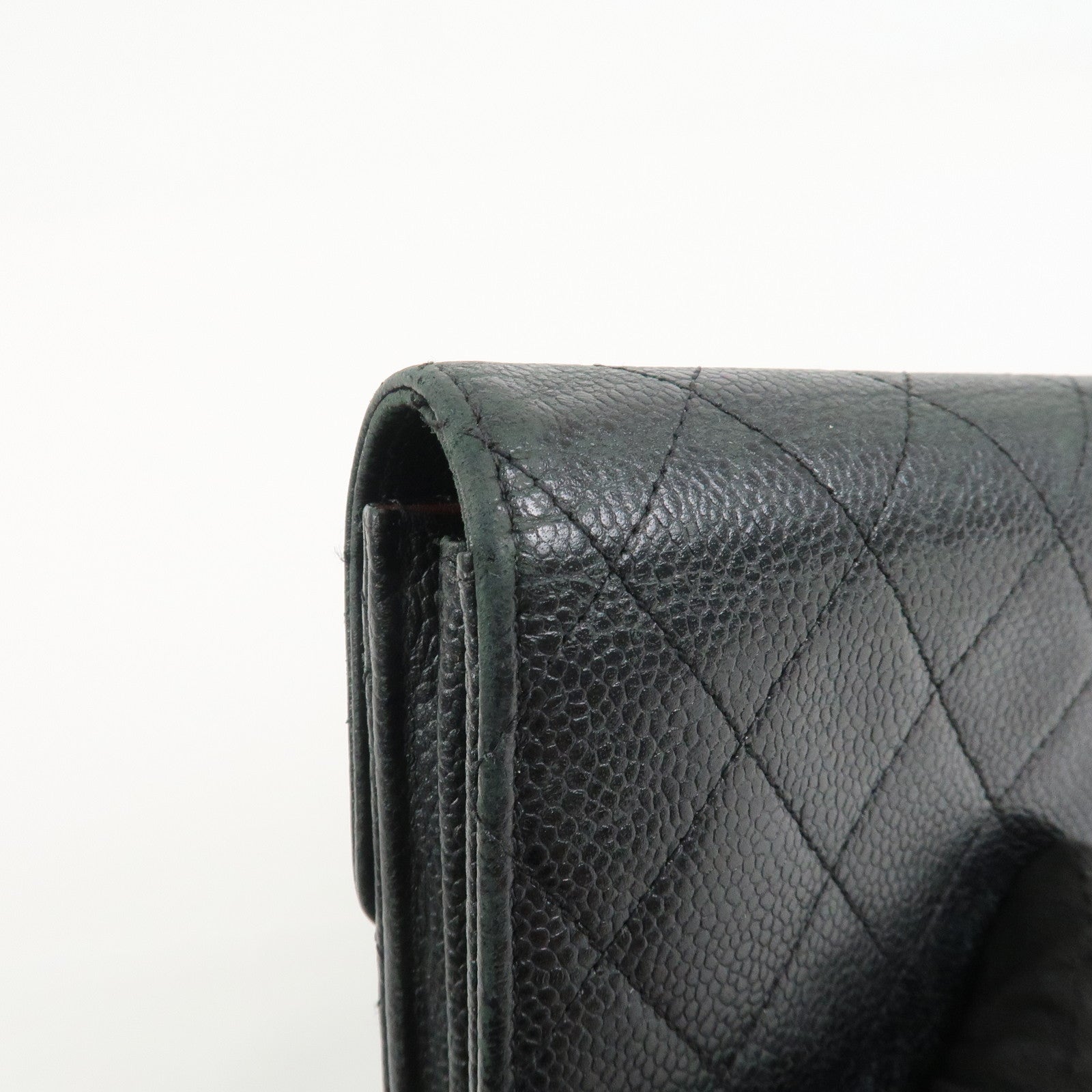 CHANEL COCO Mark Matelasse Caviarskin Long Flap Wallet Black A50096