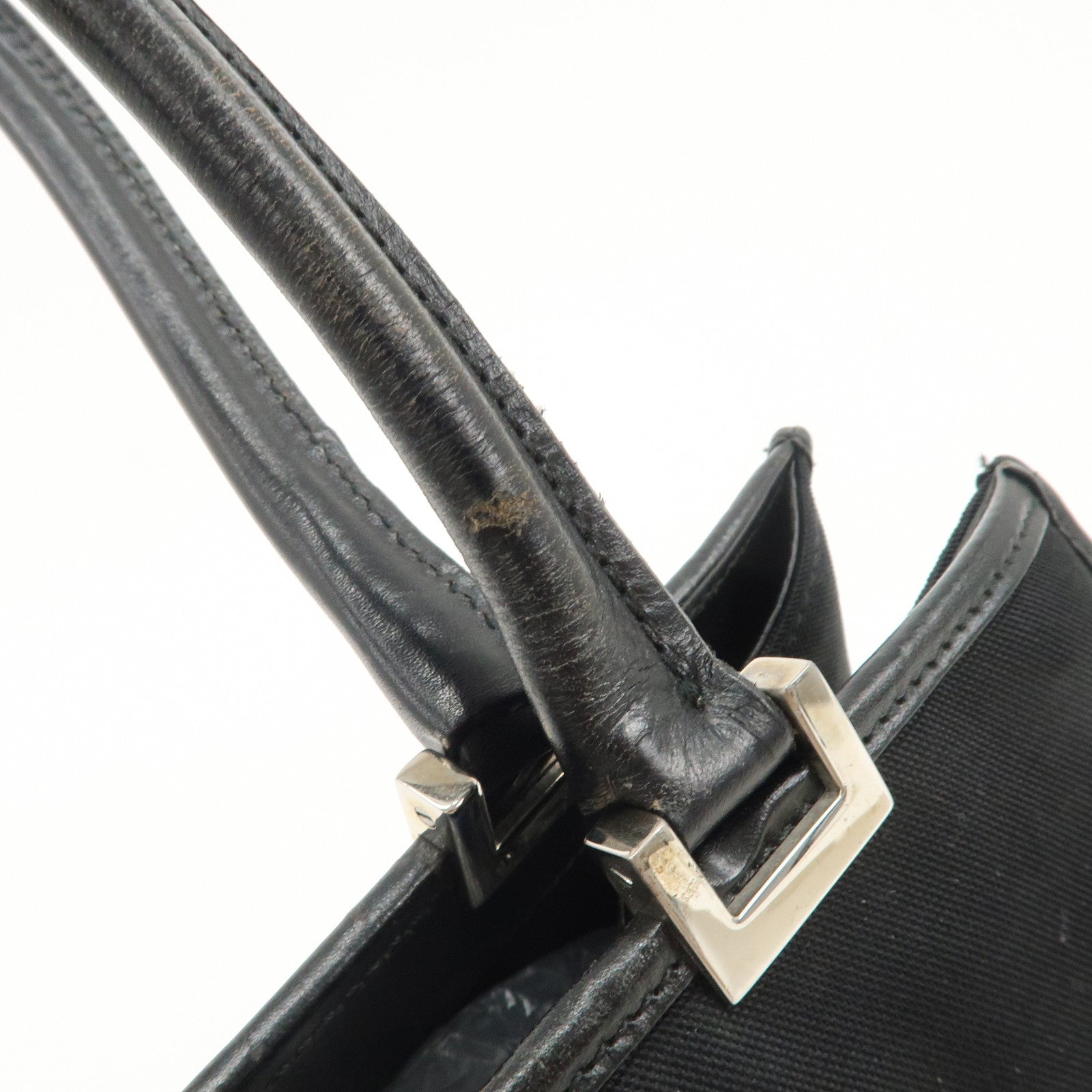 GUCCI Jackie Canvas Leather Tote Bag Shoulder Bag Black 002.1073 Used