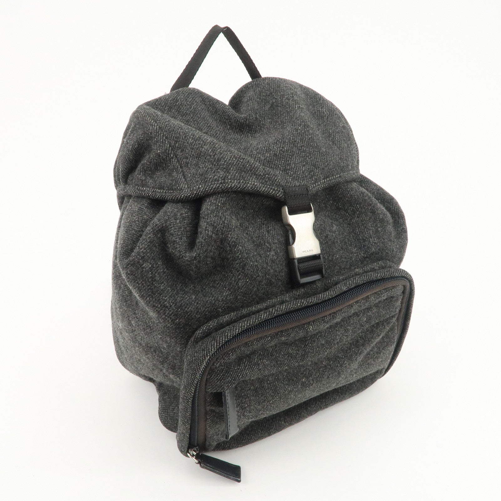 PRADA Triangle Logo Wool Mini Backpack Racksuck Gray V203