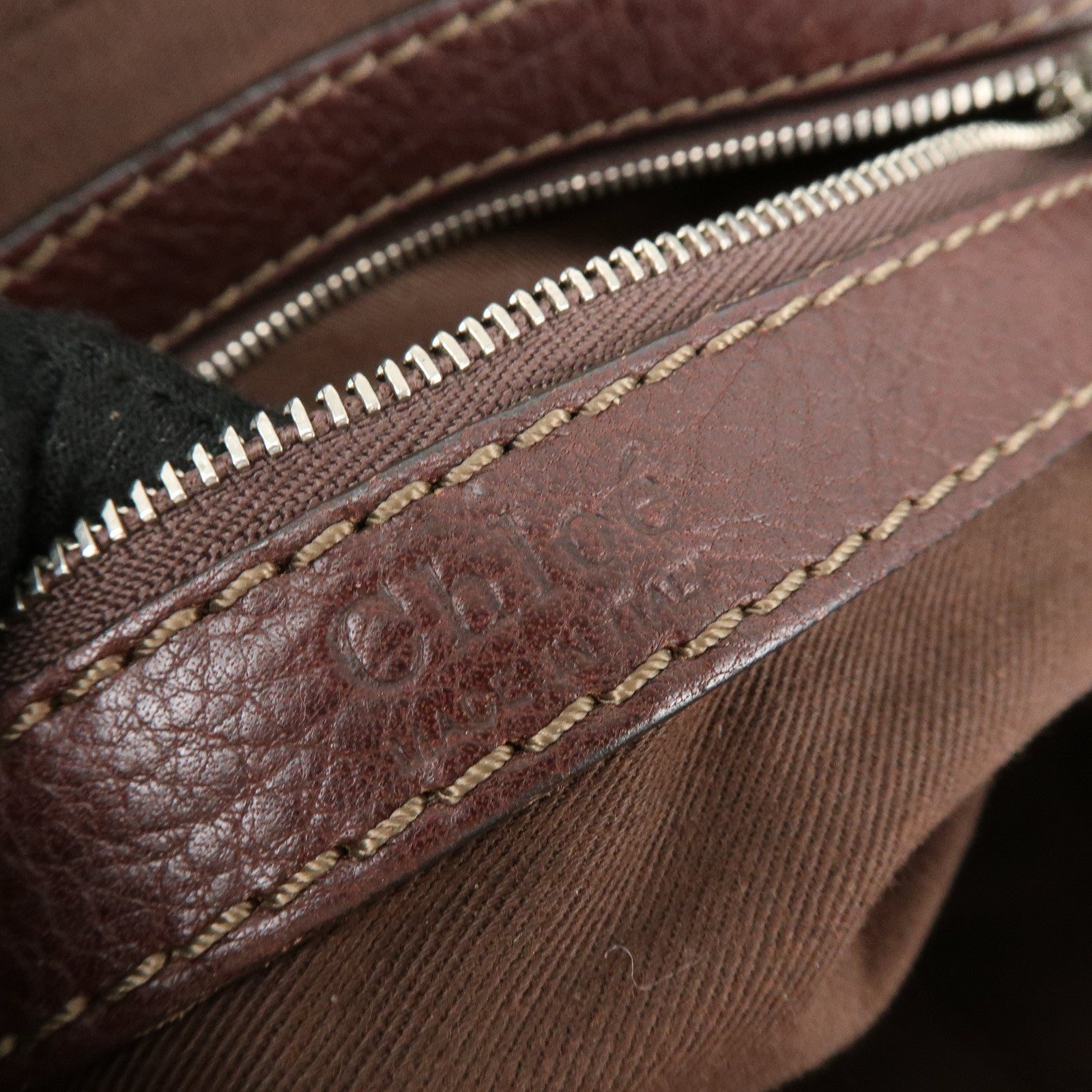 Chloe Paddington Leather Hand Bag Boston Bag Medium Brown