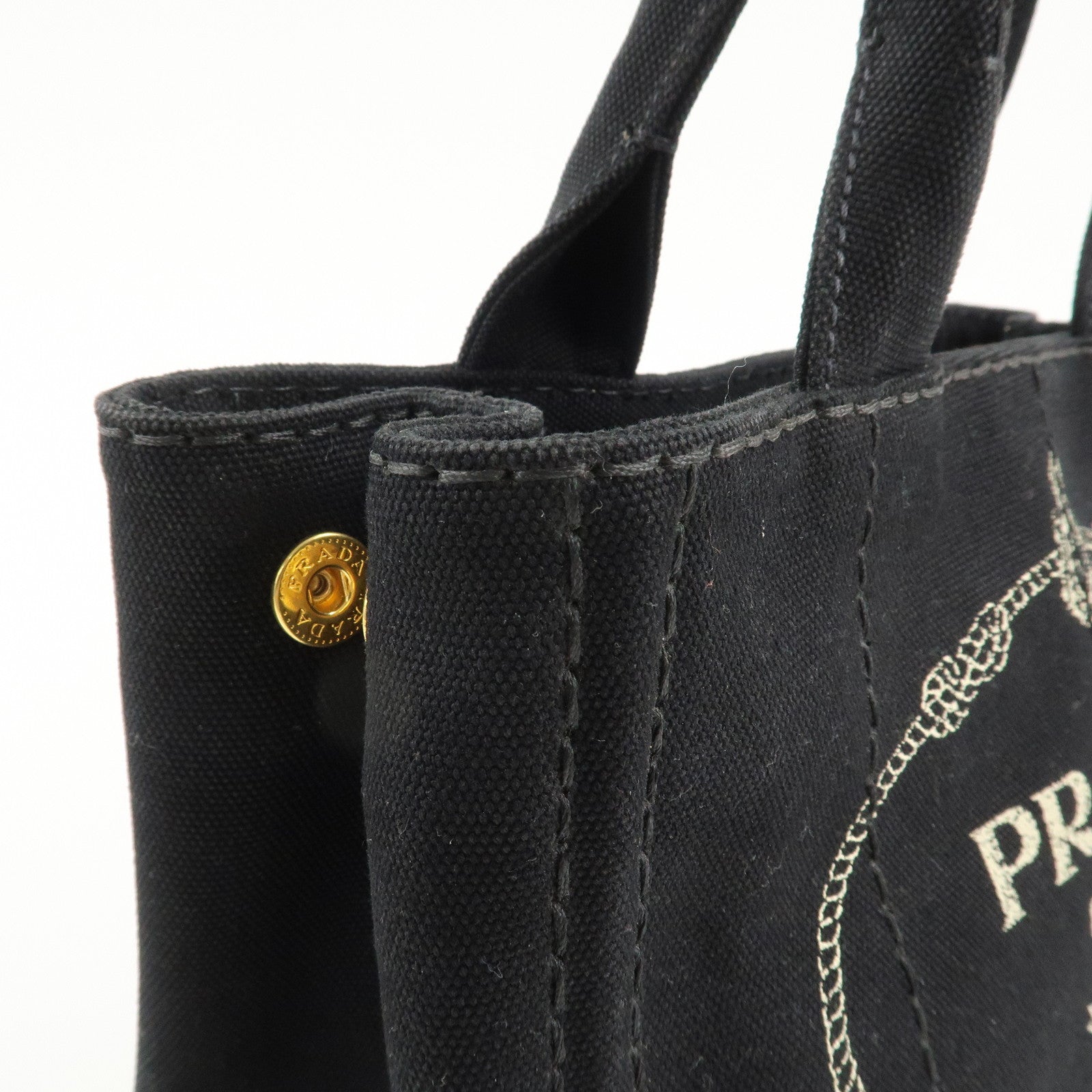 PRADA Canapa Mini Canvas 2Way Bag Hand Bag Shoulder Bag Black 1BG439 Used