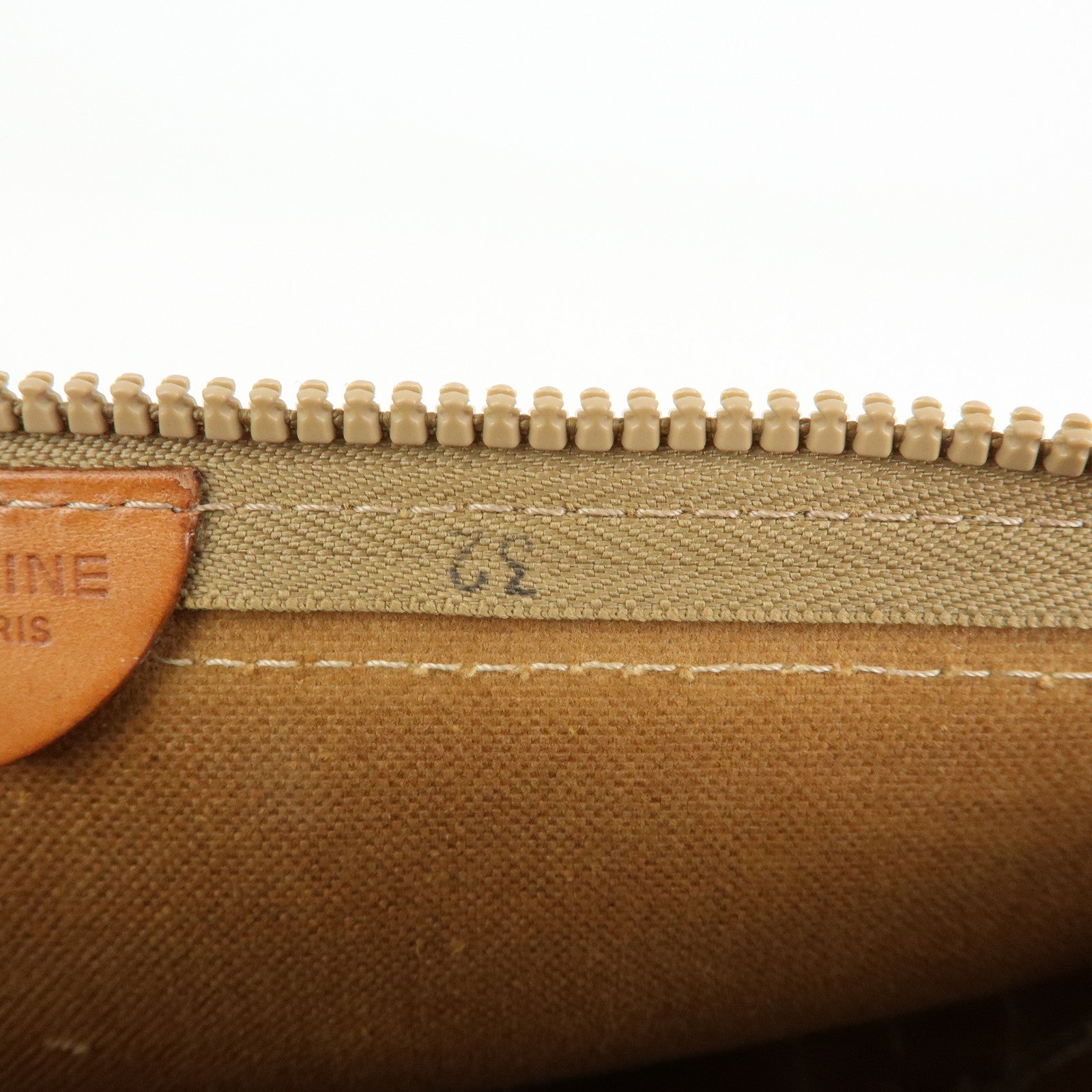 CELINE Macadam PVC Leather Clutch Bag Cosmetic Pouch Brown