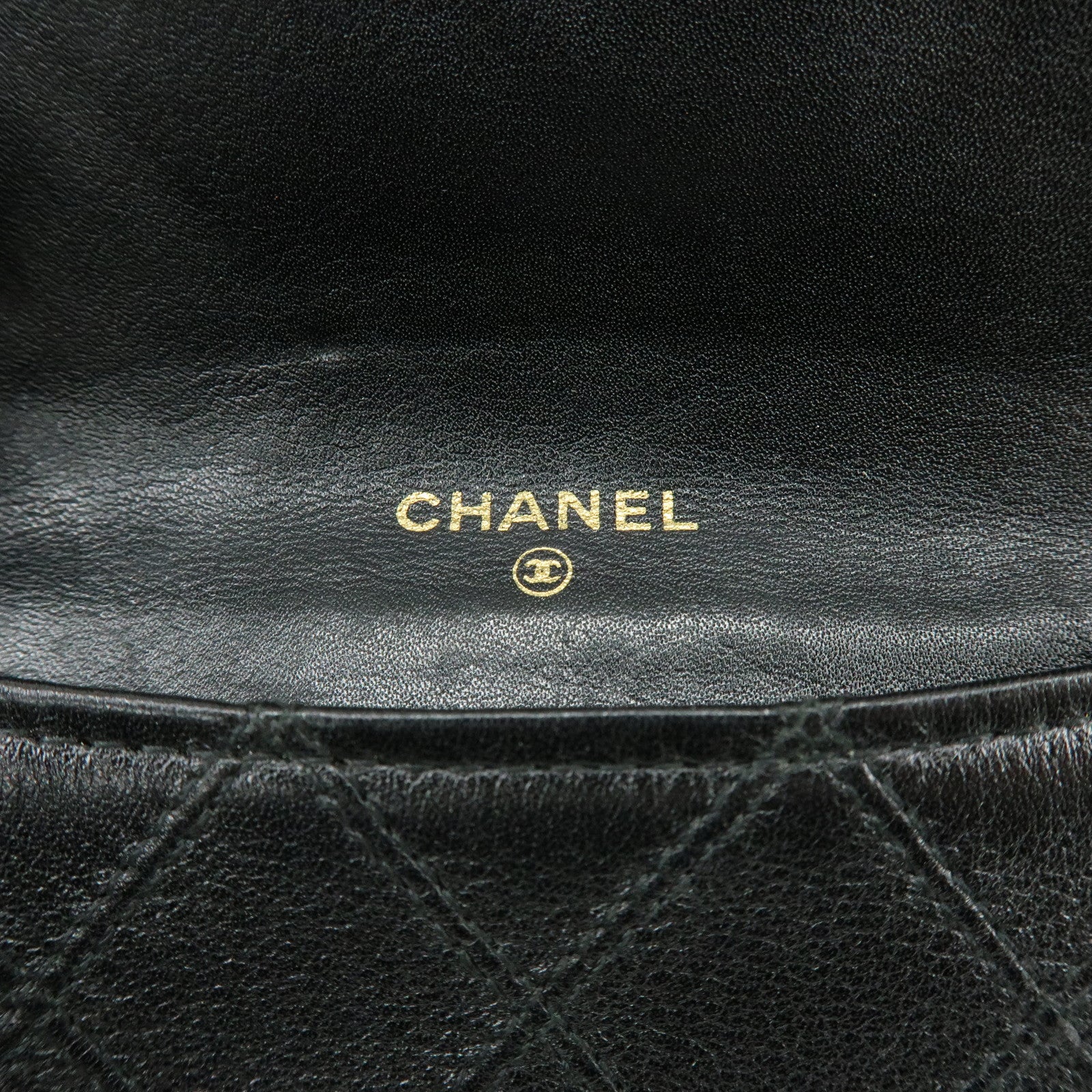 CHANEL Bicolore COCO Mark Calf Leather Compact Bi-fold Wallet Black