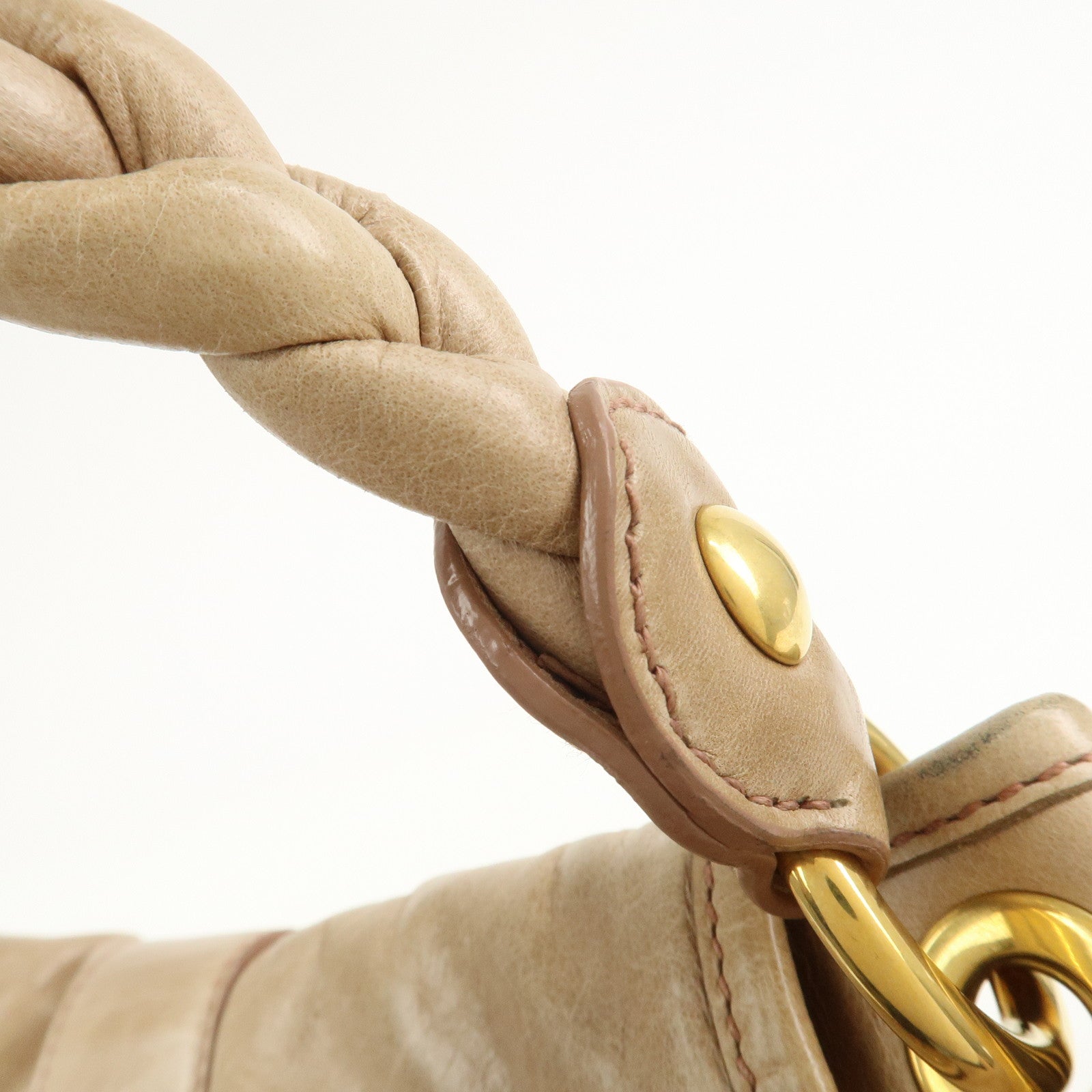 MIU MIU Matelasse Leather Hand Bag Light Brown RR1300