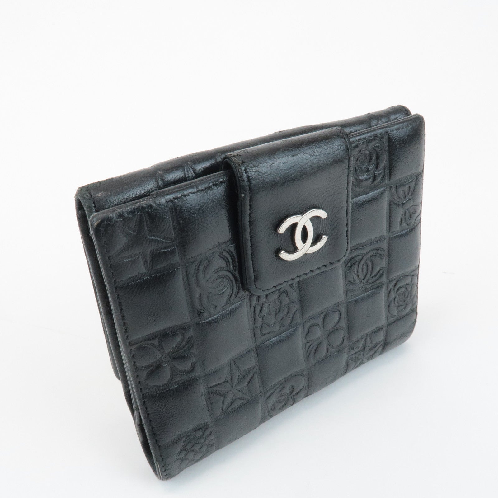 CHANEL COCO Mark Double Hook Compact Wallet Black 9837165 Used