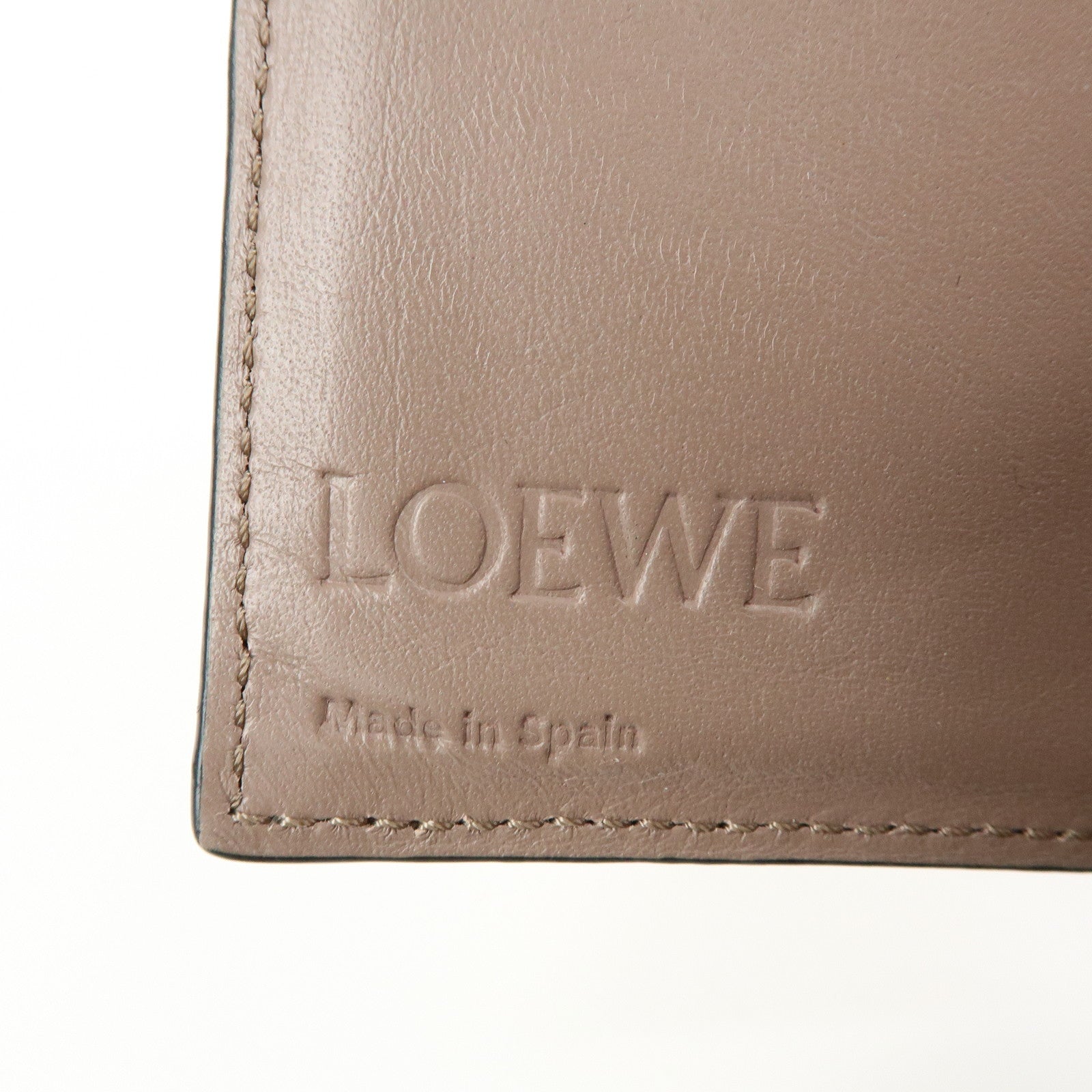 LOEWE Anagram Leather Compact Wallet Beige Yellow