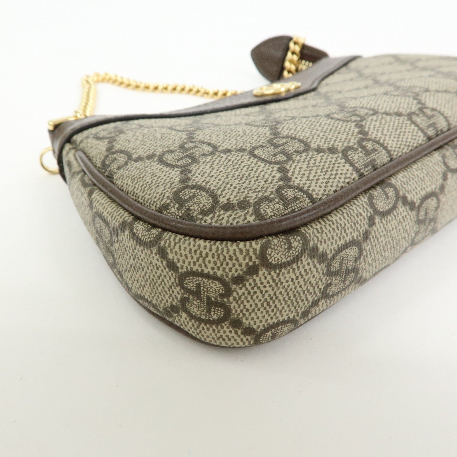 GUCCI Ophidia GG Supreme Leather Chain Pouch Hand Bag Brown 764960