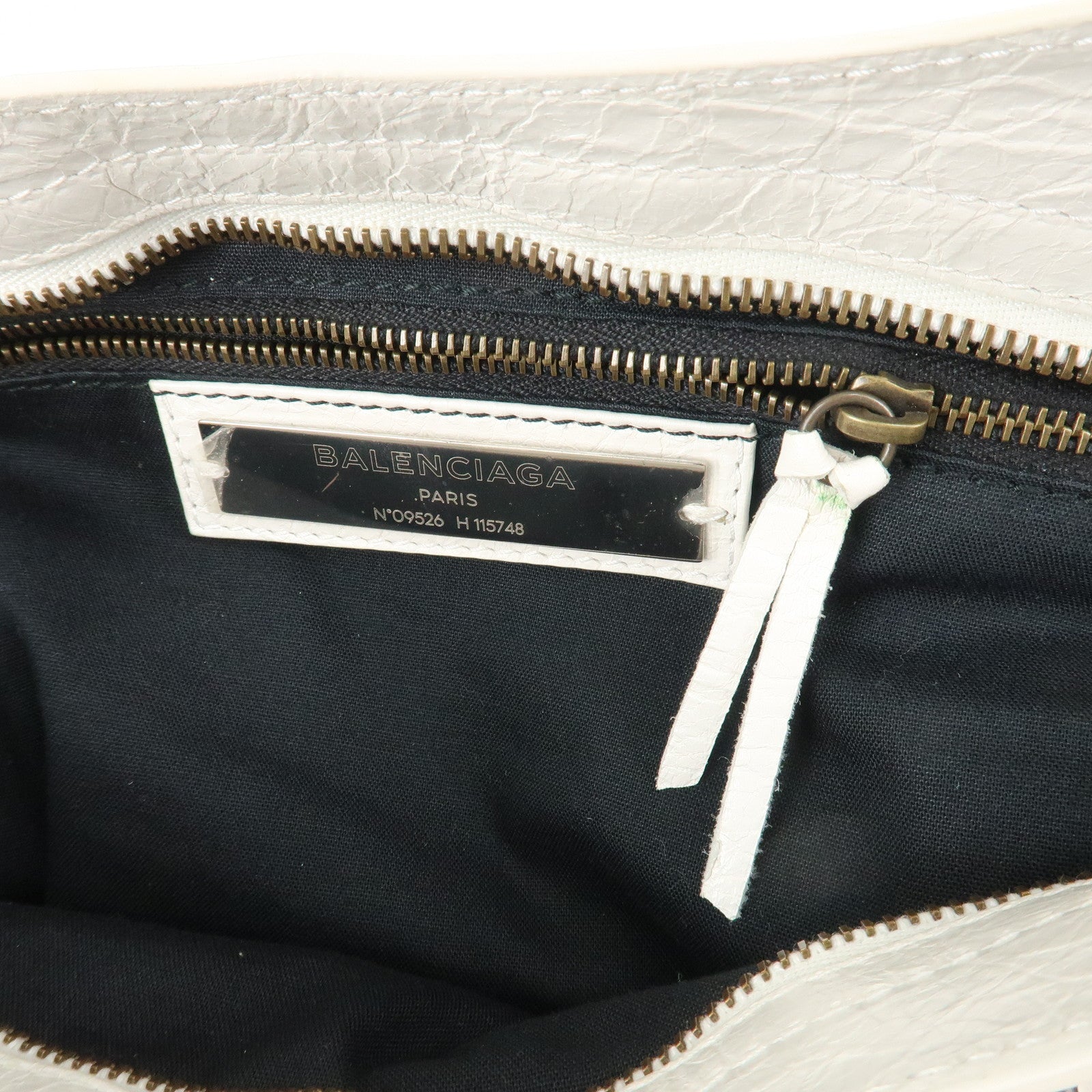 BALENCIAGA The City Leather 2Way Hand Bag White 115748 Used