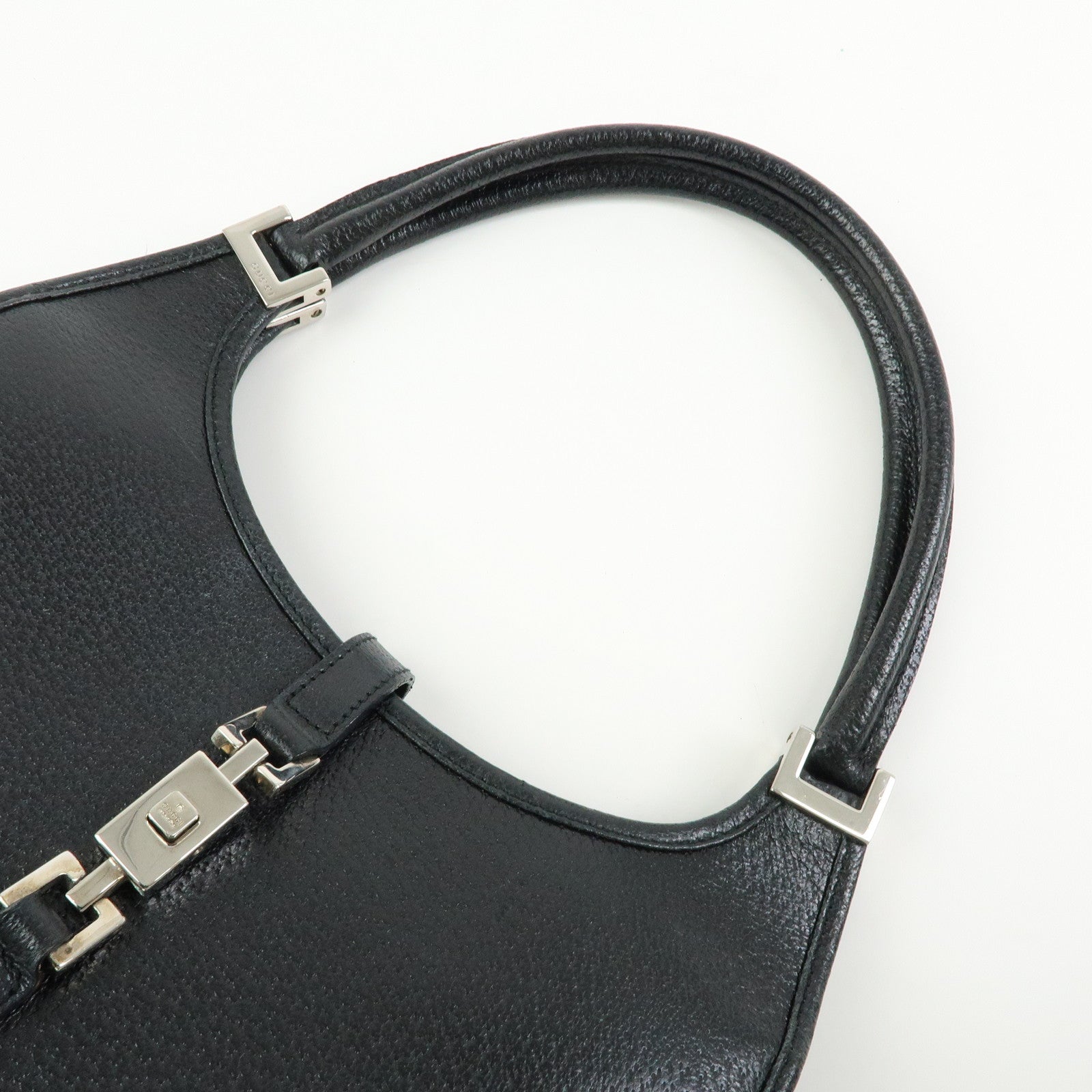 GUCCI Jackie GG Canvas Leather Shoulder Bag Hand Bag Black 002.1068