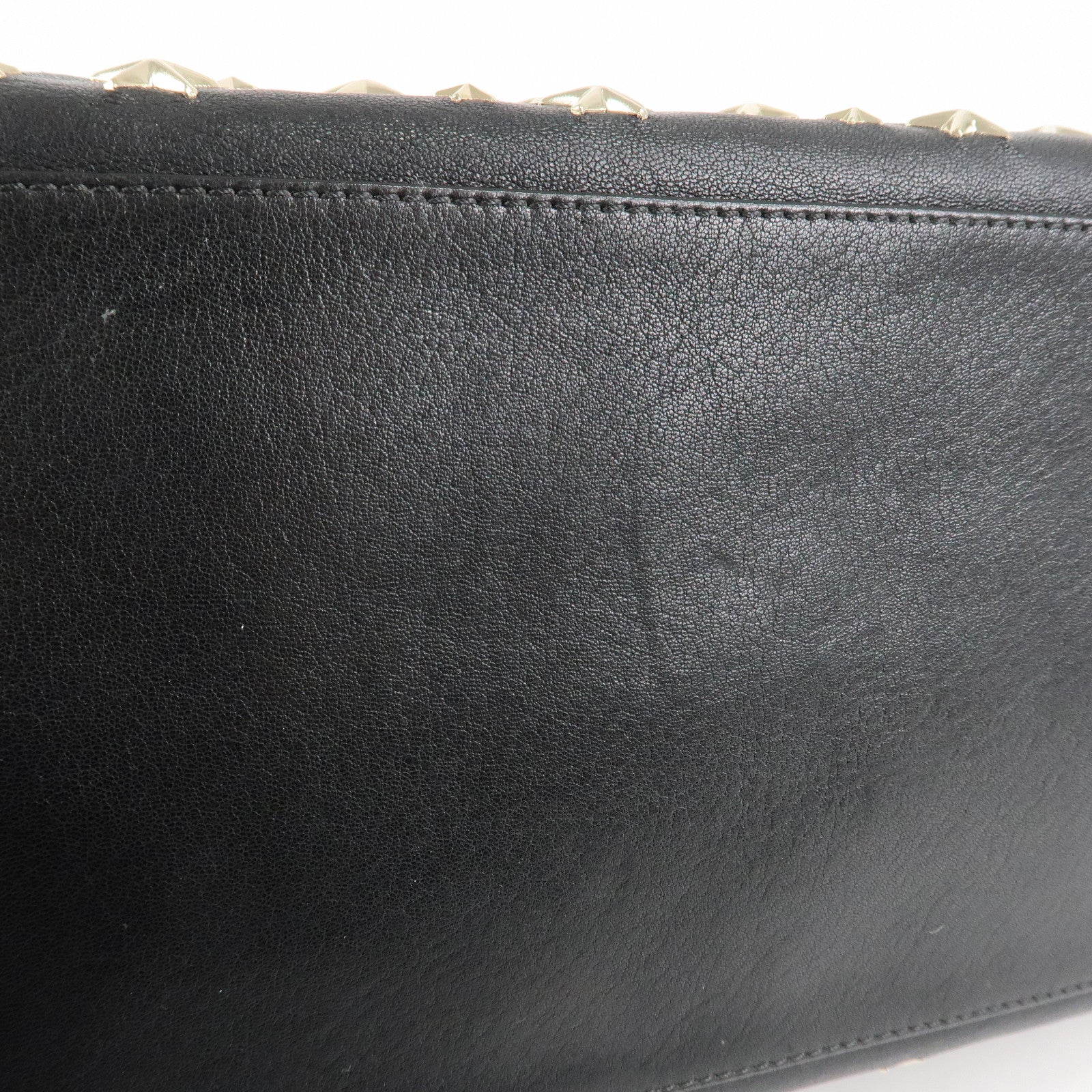 JIMMY CHOO Leather Star Studs Tote Bag Hand Bag Black Silver HDW Used