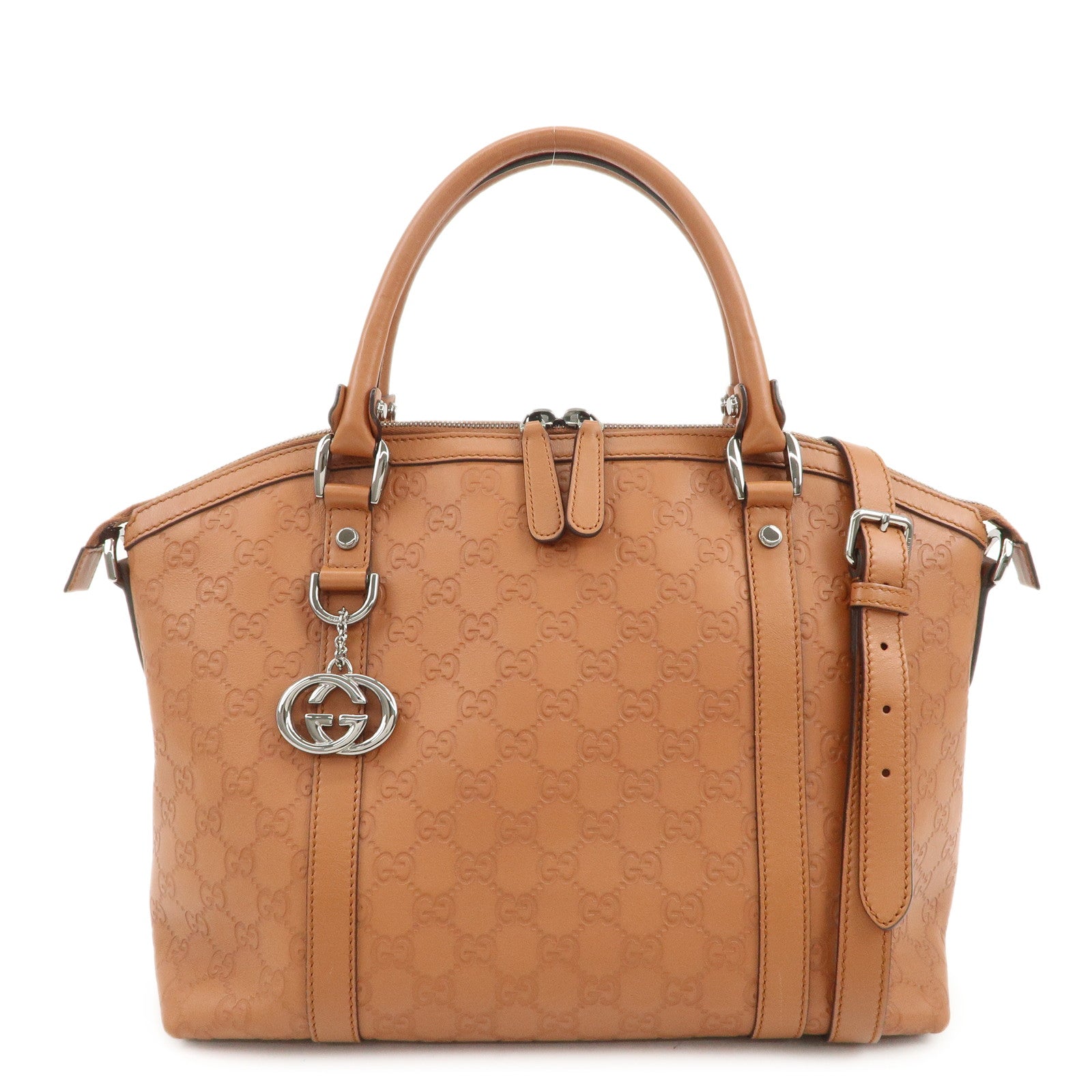 GUCCI Guccissima Interlocking G 2Way Bag Hand Bag Brown 341503