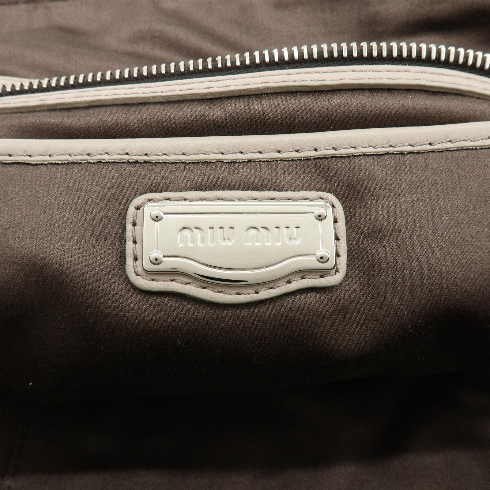 MIU MIU Matelasse Nappa Leather Tote Bag Shoulder Bag Gray