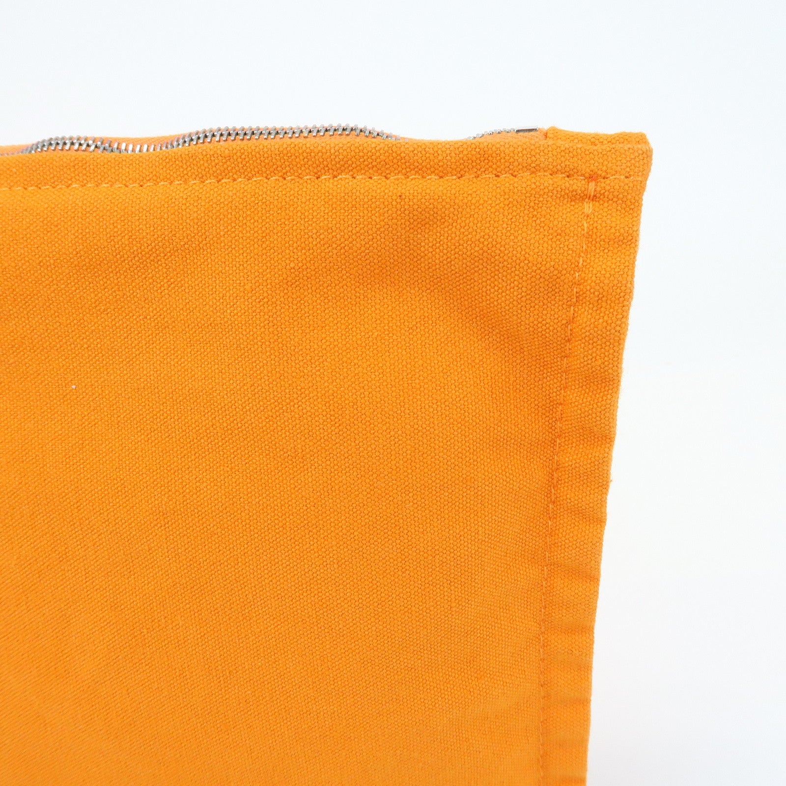 HERMES Cotton Leather Bora Bora GM Flat Pouch Fluorescent Orange