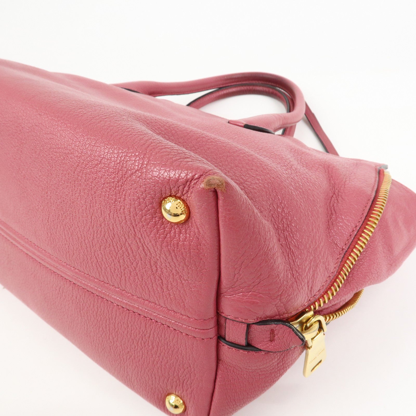 MIU MIU Logo Madras Leather 2WAY Bag Hand Bag Shoulder Bag RN1016