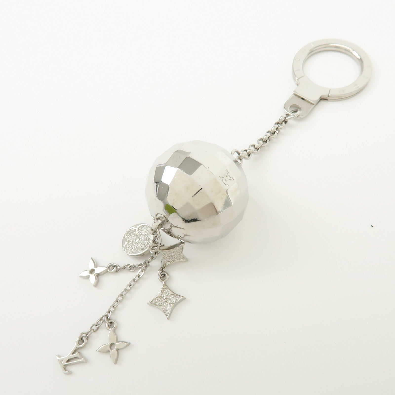 Louis Vuitton Porte Cles Glitter Bag Charm Key Chain Silver M65378
