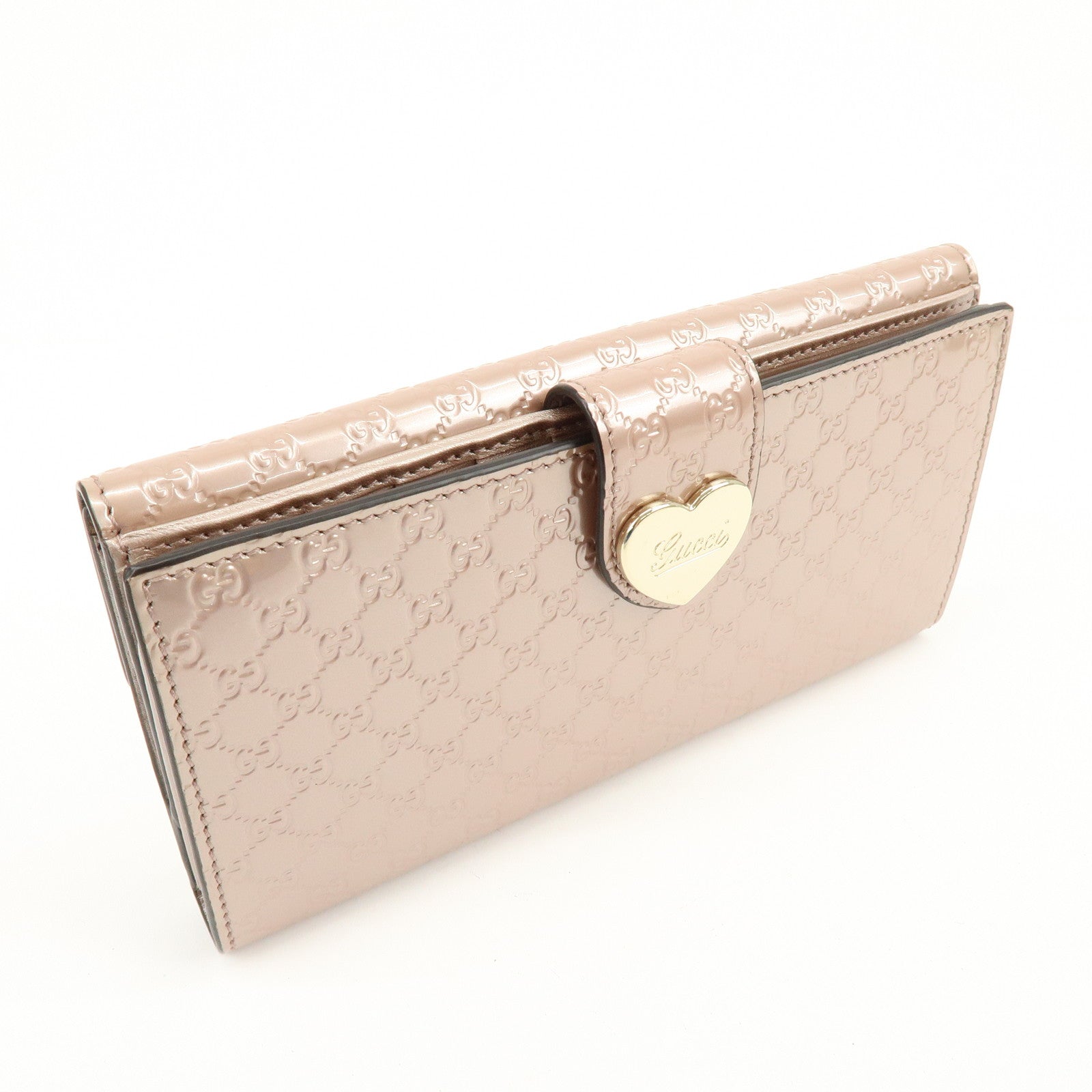 GUCCI Lovely Heart Microguccissima Bi-fold Long Wallet Pink 203550