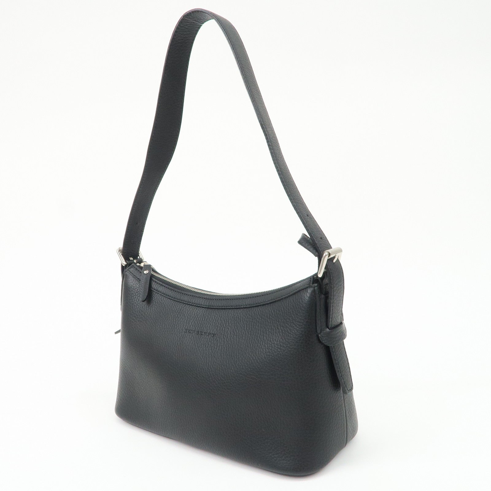 BURBERRY Leather Shoulder Bag Nova Plaid Black