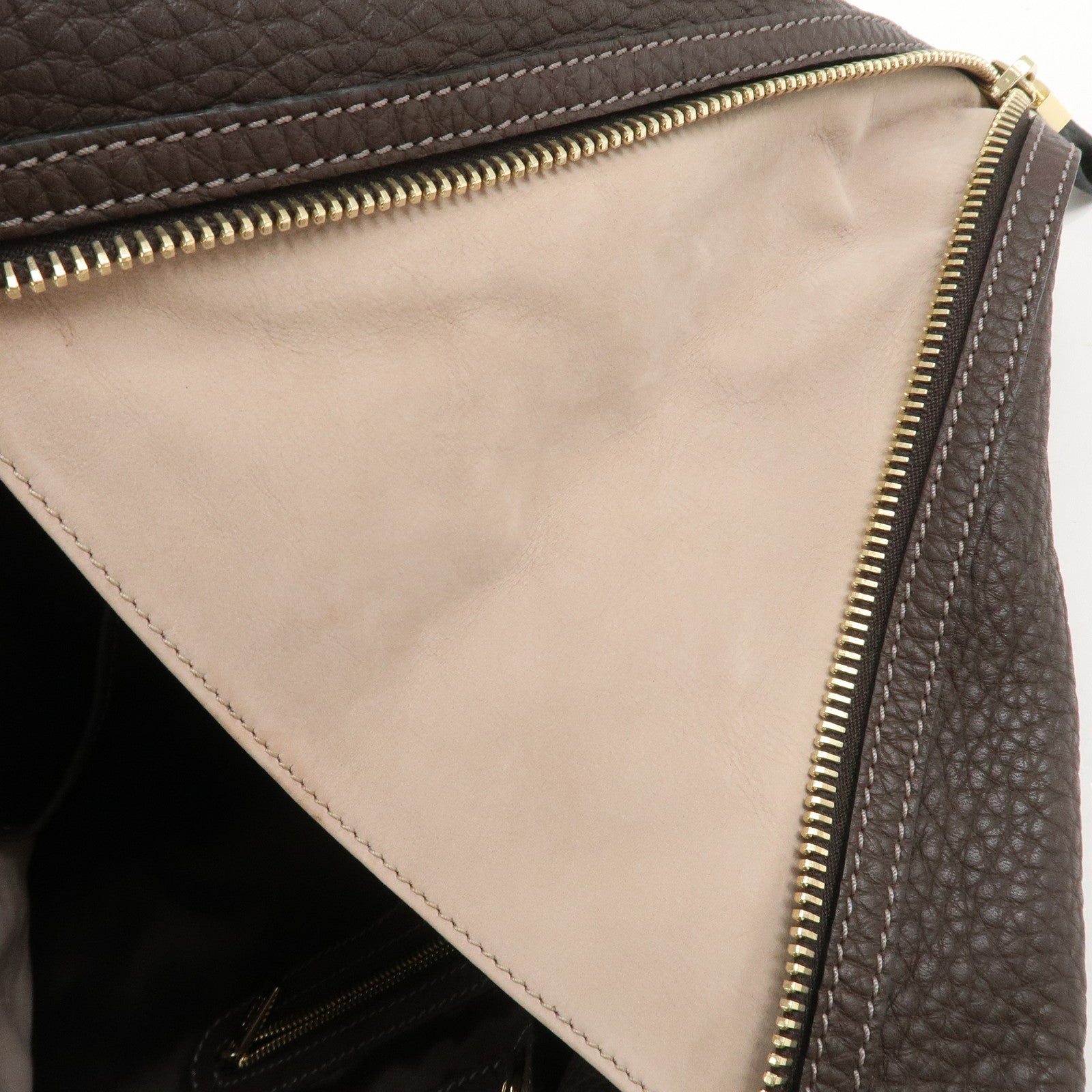 TOD'S Logo Leather Shoulder Bag Hand Bag Brown