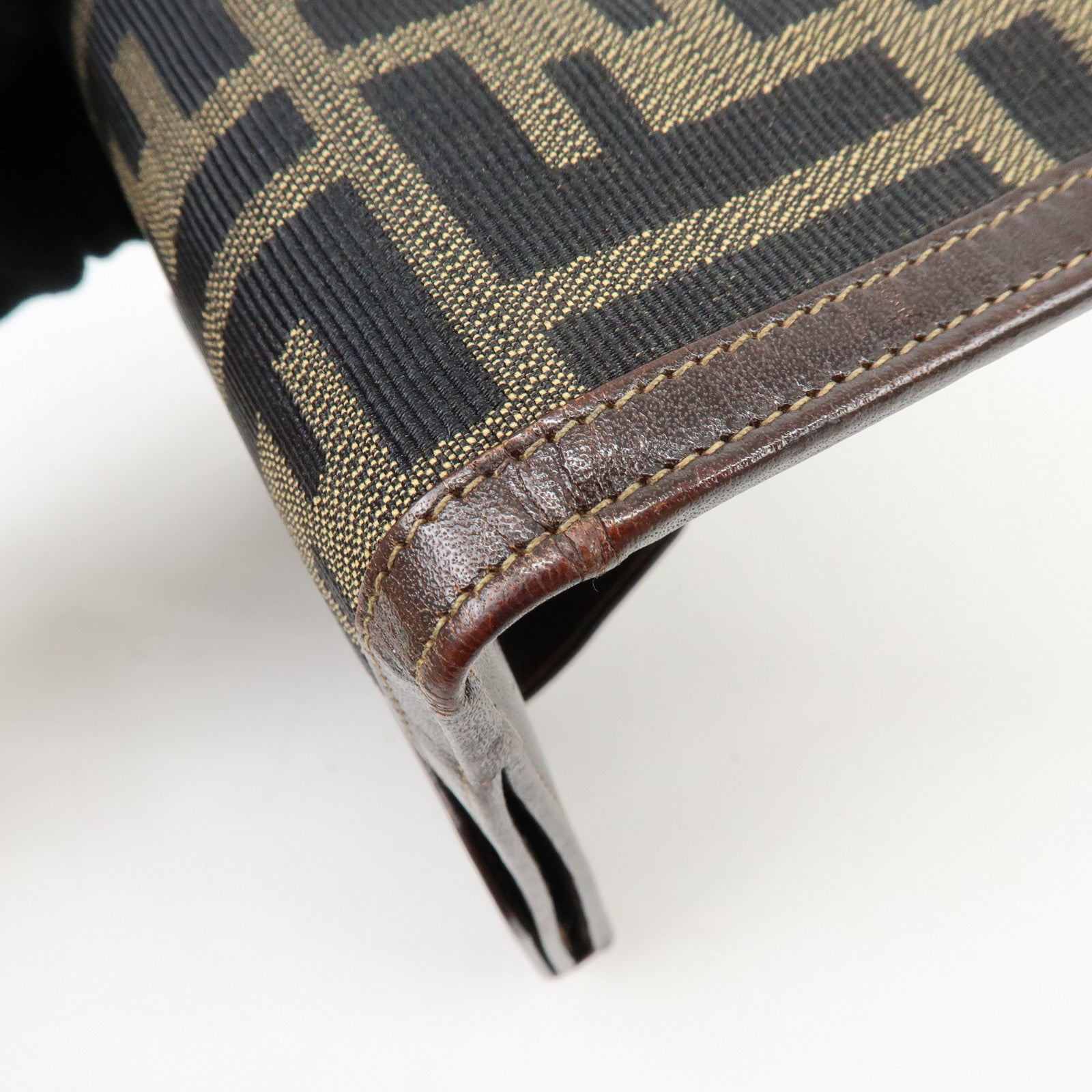 FENDI Zucca Canvas Leather Compact Wallet Brown 2251-01695-079