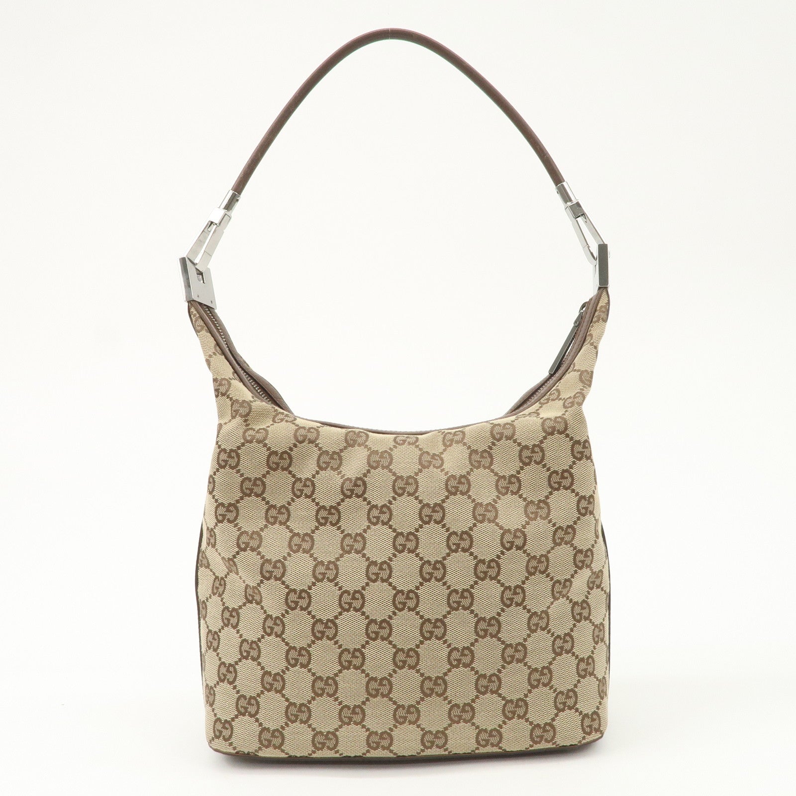 GUCCI GG Canvas Leather Shoulder Bag Beige Brown 203419 Used