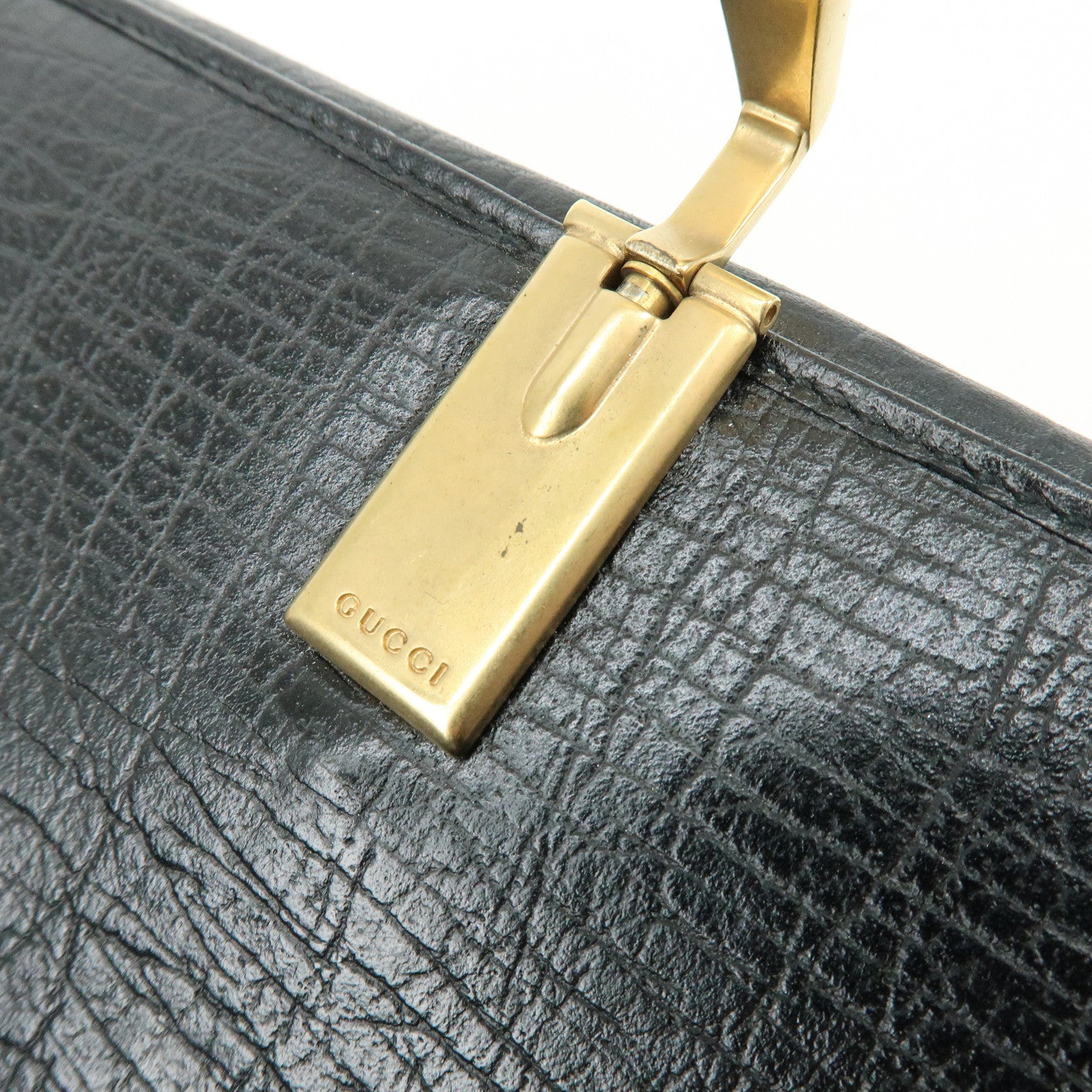 GUCCI Horsebit 1955 Embossed Leather Long Wallet Black 101602