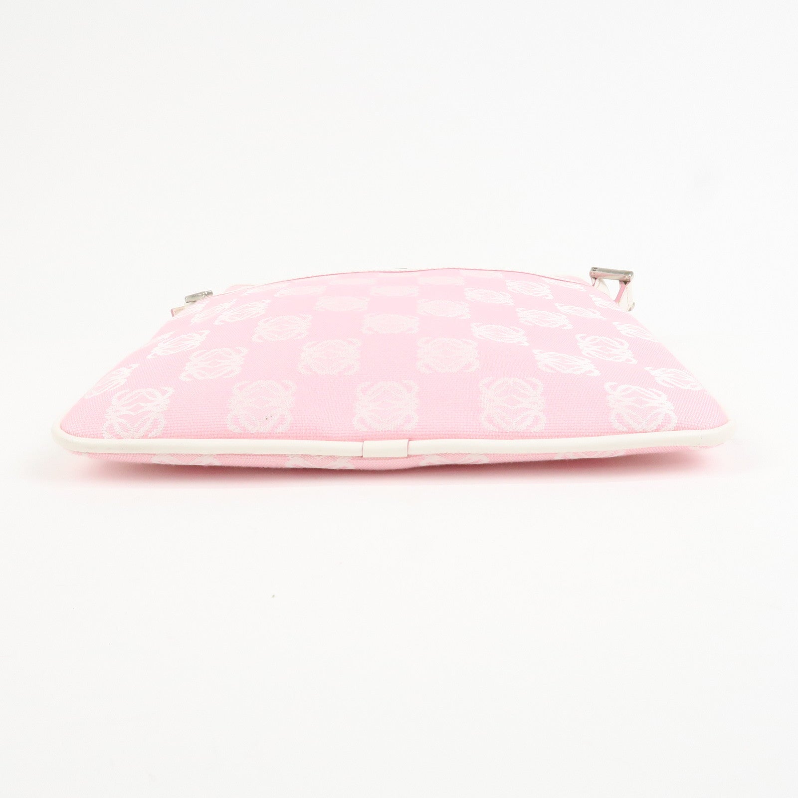 LOEWE Anagram Canvas Leather Shoulder Bag Pink White
