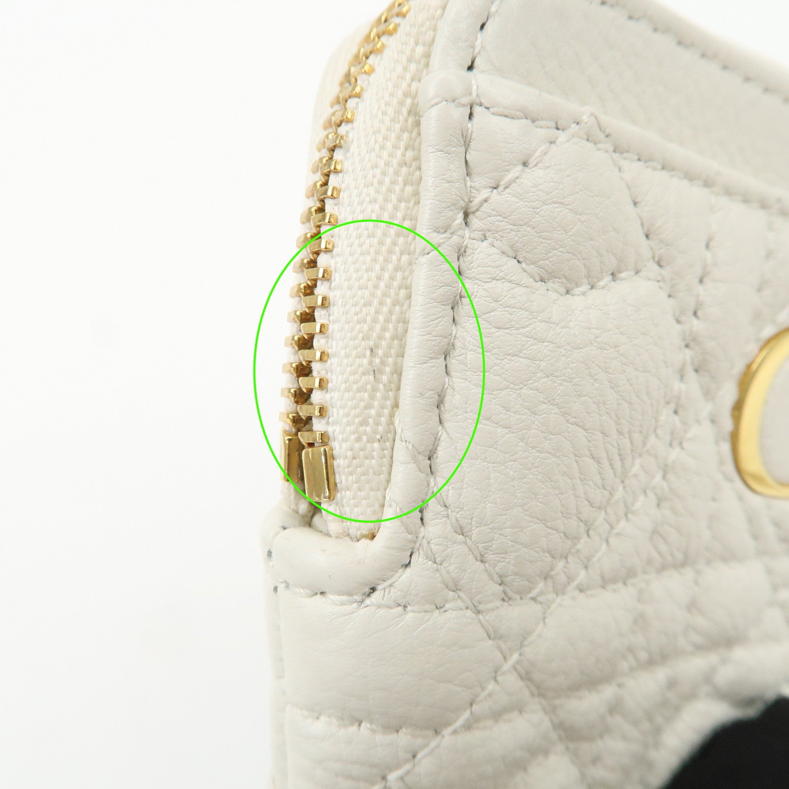 Christian Dior Cannage Caro Leather Heart Coin Case White